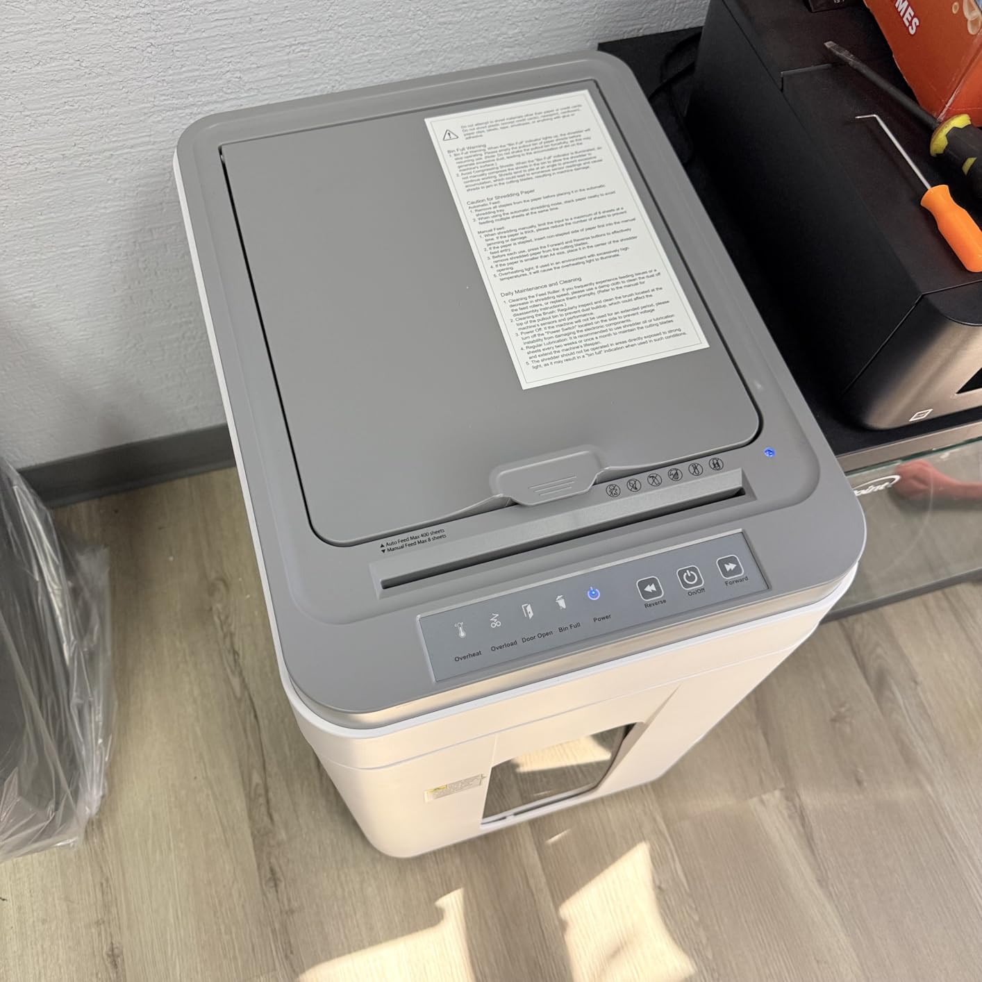 Heavy Duty Paper Shredder: 400 Sheets Auto Feed - Micro Cut P5 Security - Jam Proof Document Shred Machine - 13.2 Gallon Pullout Basket with Wheels for Home/Office/Commercial Use customer photo 2