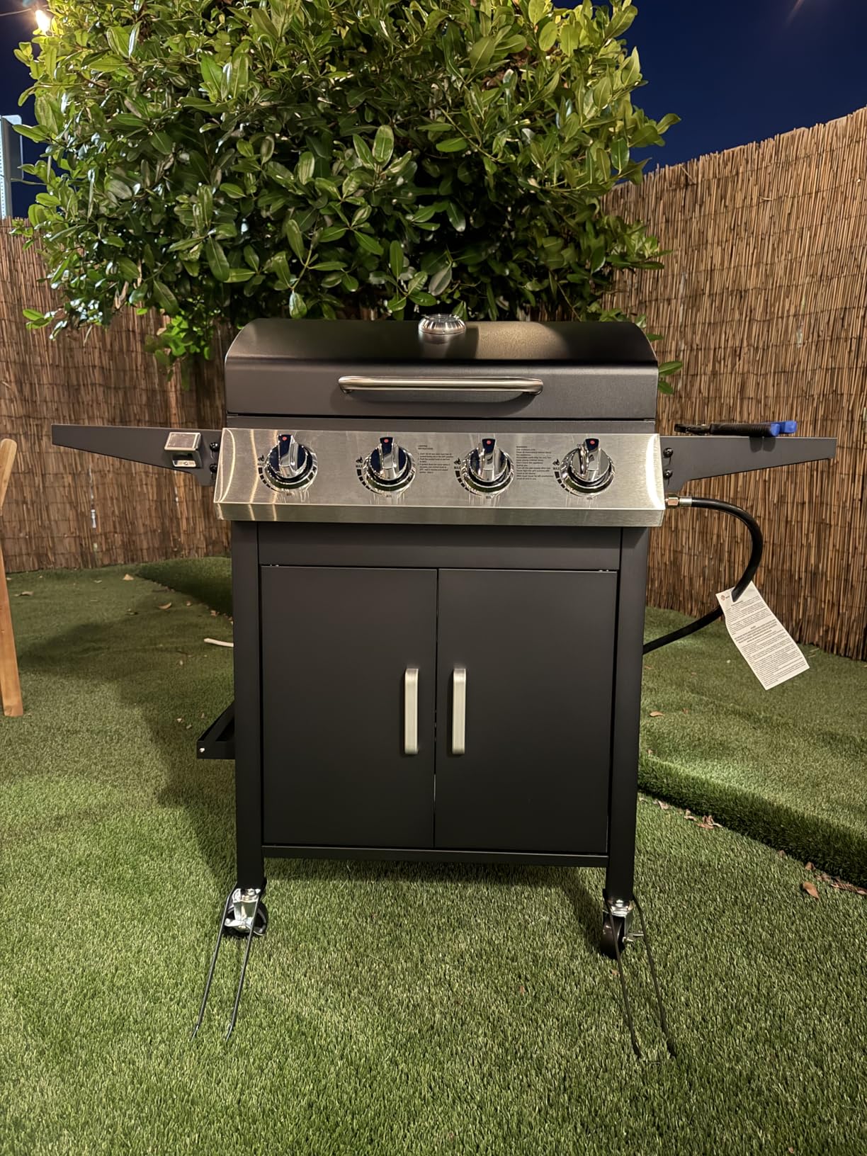 HUGROVE 4-Burner Propane Gas BBQ Grill, Upgraded 40,000 BTU Stainless Steel Barbecue Grill with Foldable Side Tables, Spice Rack & Wheels customer photo 2