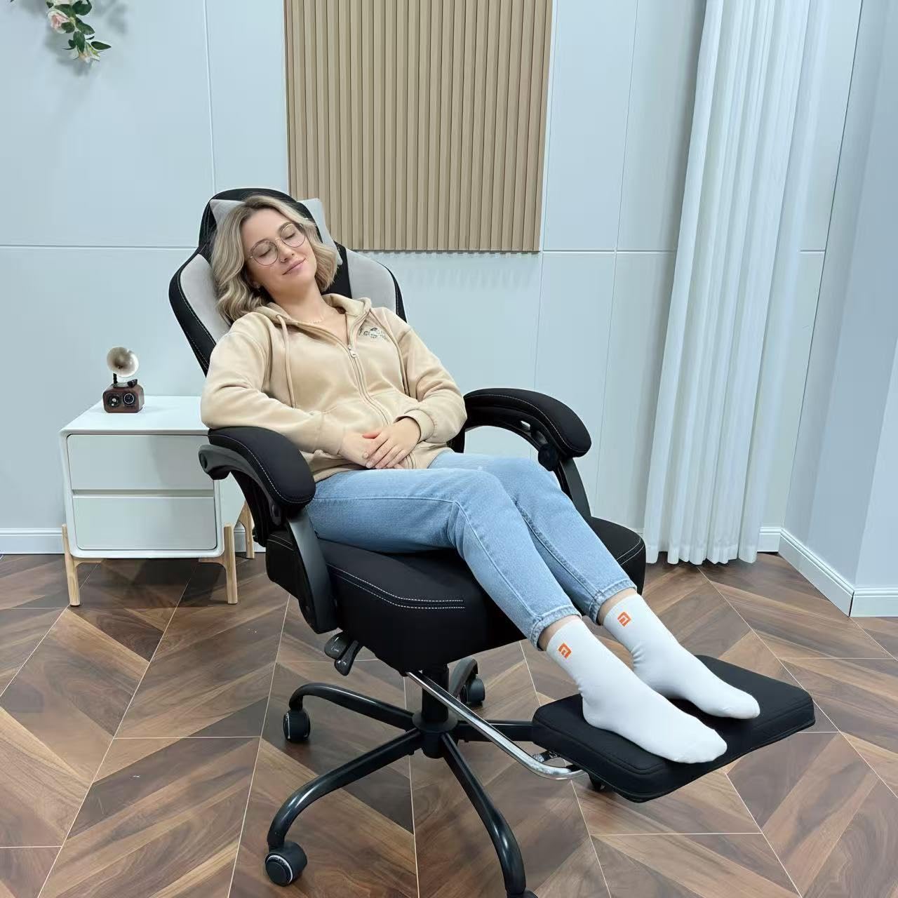 GTPLAYER Big and Tall Gaming Chair Breathable Fabric Computer Chair with Strong Lumbar Support, Comfortable Office Chairs with Pocket Spring Cushion, High Back Ergonomic Desk Chairs with Footrest customer photo 2