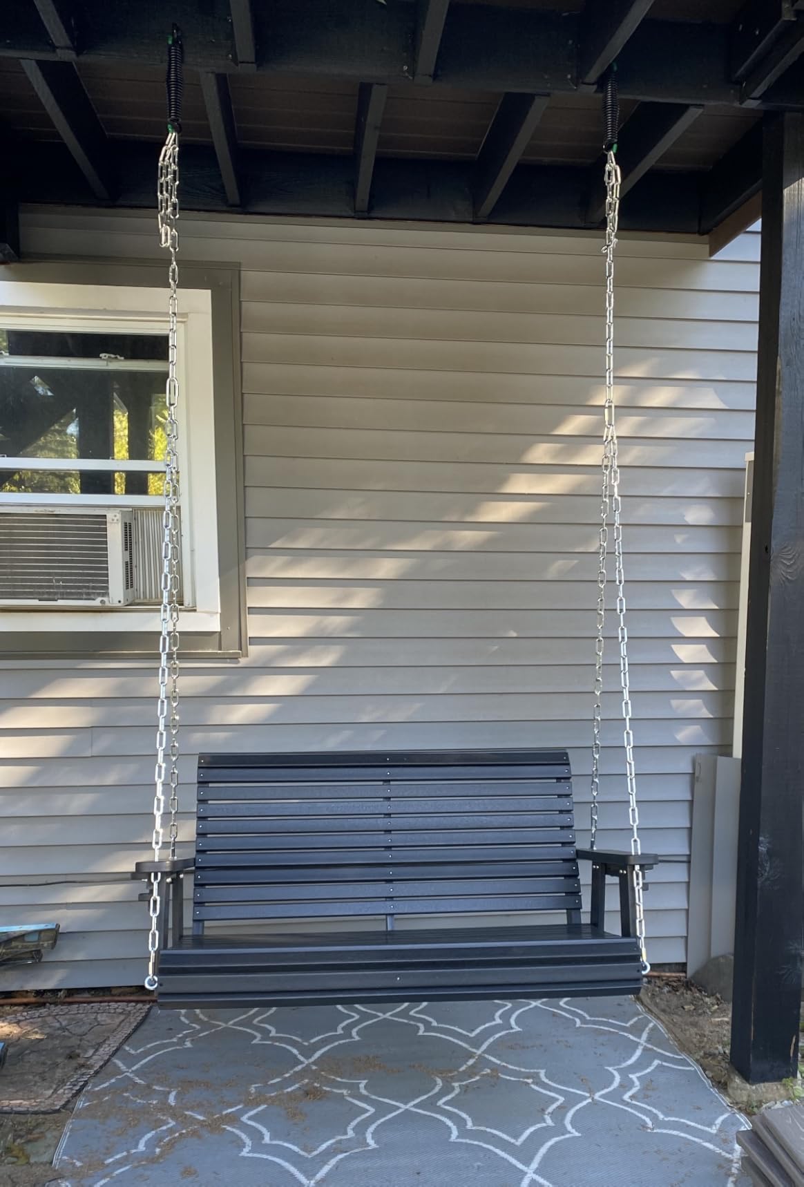 HDPE Porch Swing with 18/8 Stainless Steel Bolts, Ergonomic Design, Ultra Weather-Resistant, Heavy Duty 1200 LBS, for Outdoor Patio Garden Yard (Gray) customer photo 2