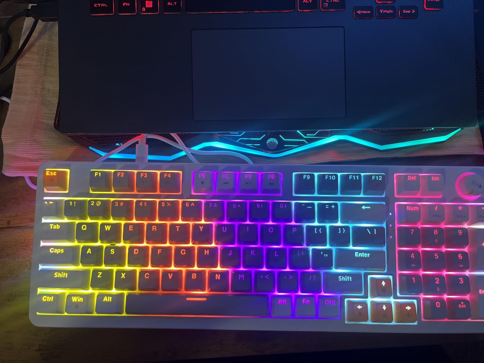 AK96 Smart Mechanical Keyboard Gaming, 96 Keys Full Size with LED Colorful Backlit, Clicky Creamy Sounding, USB Wired Computer Keyboard with Volume Knob for PC, Mac, Windows(Grey) customer photo 1