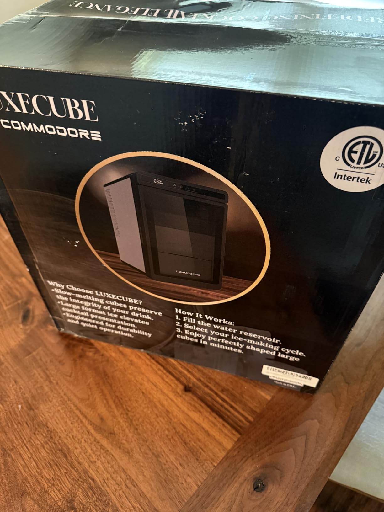 COMMODORE LUXECUBE Luxury Ice Maker - 115V AC Large Cocktail Ice Machine, Produces 9 Crystal Clear 1.5