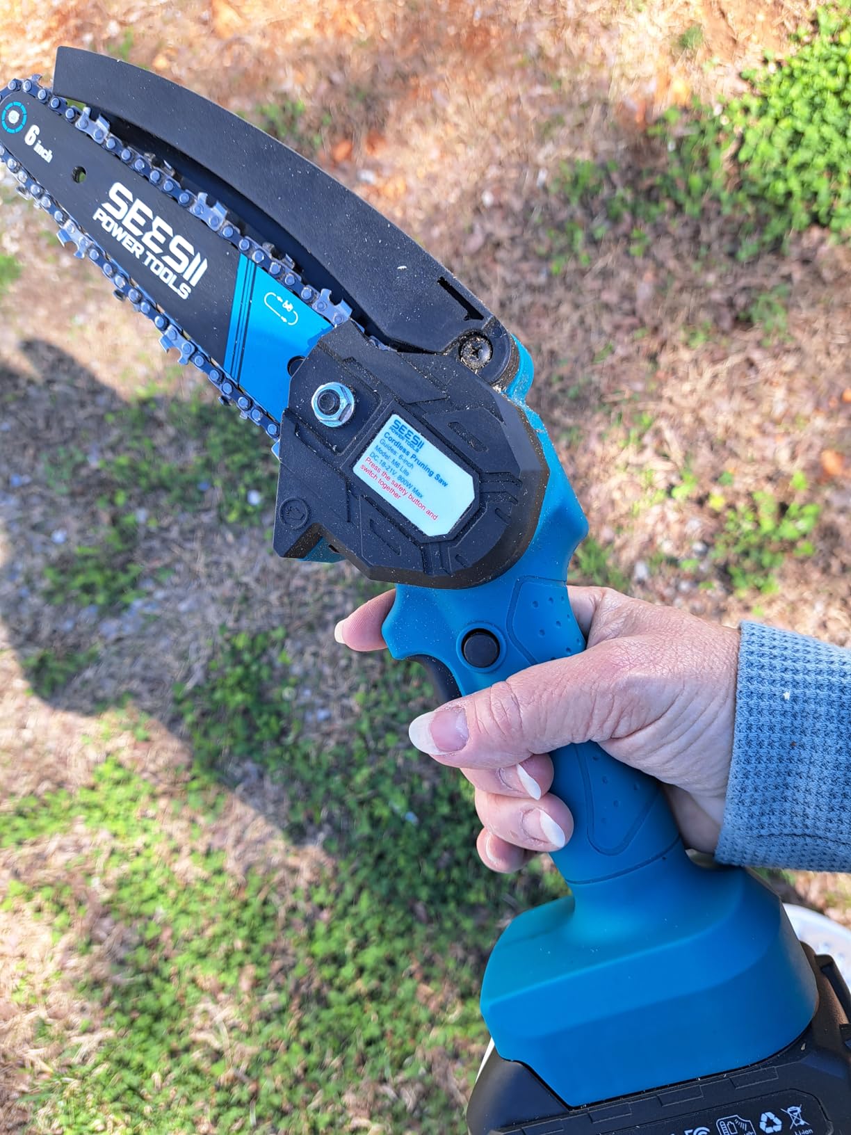 SEESII Flagship 8-Inch Cordless Mini Chainsaw, 2026 Upgraded Brushless Motor, Electric Chainsaw with 2x4000mAh Batteries customer photo 1