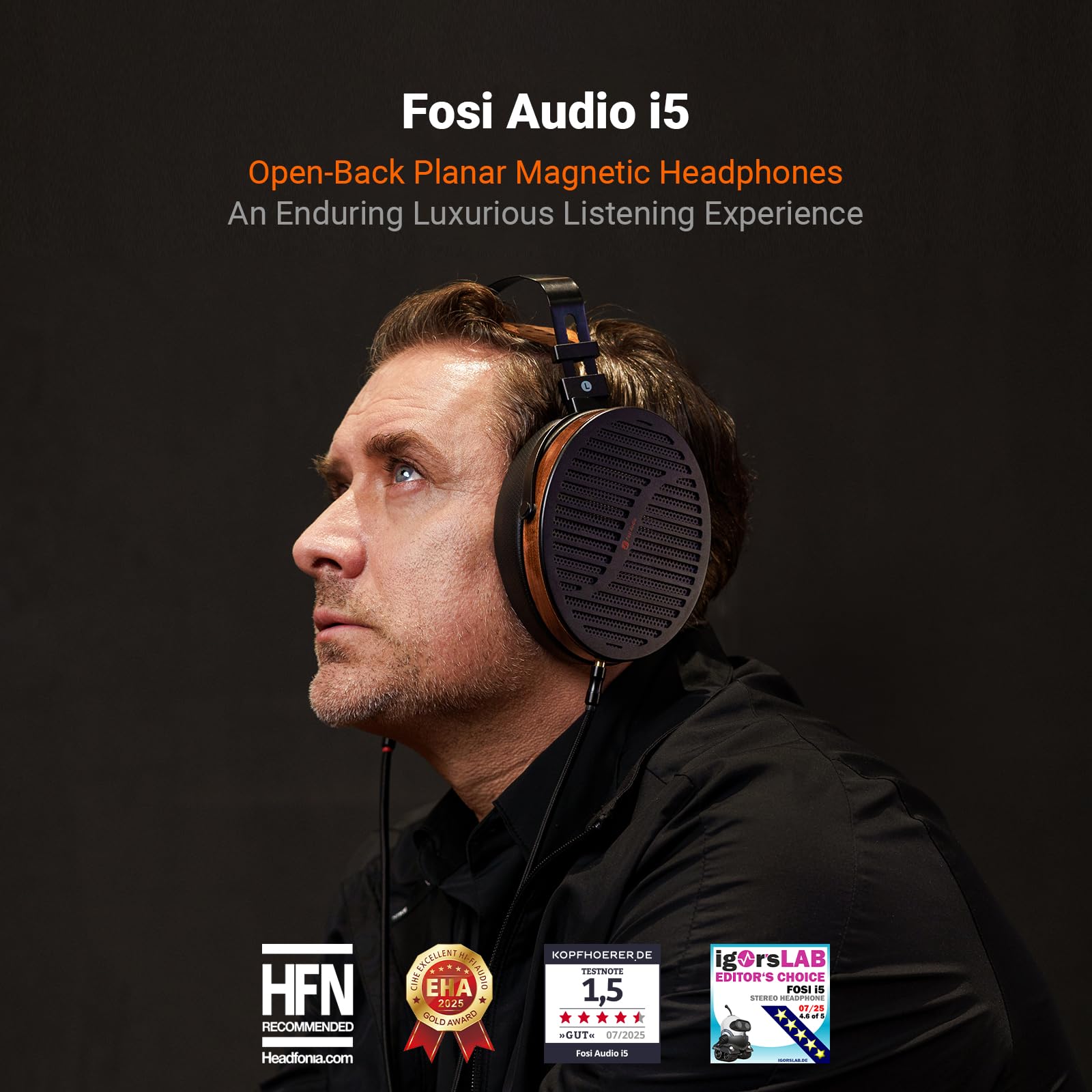 Fosi Audio i5 Open-Back Planar Magnetic Headphones with 97mm Ultra-Large Diaphragm, CNC Metal & Walnut Wood, Audiophile Wired Studio Headphones for Multi-Source Devices customer photo 2