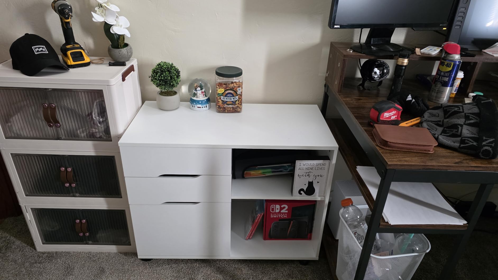 DUMOS Lateral File Cabinet with 3 Drawers Rolling Filing Cabinets Under Desk Storage Printer Stand Wood Organizer with Wheels Adjustable Shelf for Office Home Small Space, White customer photo 2