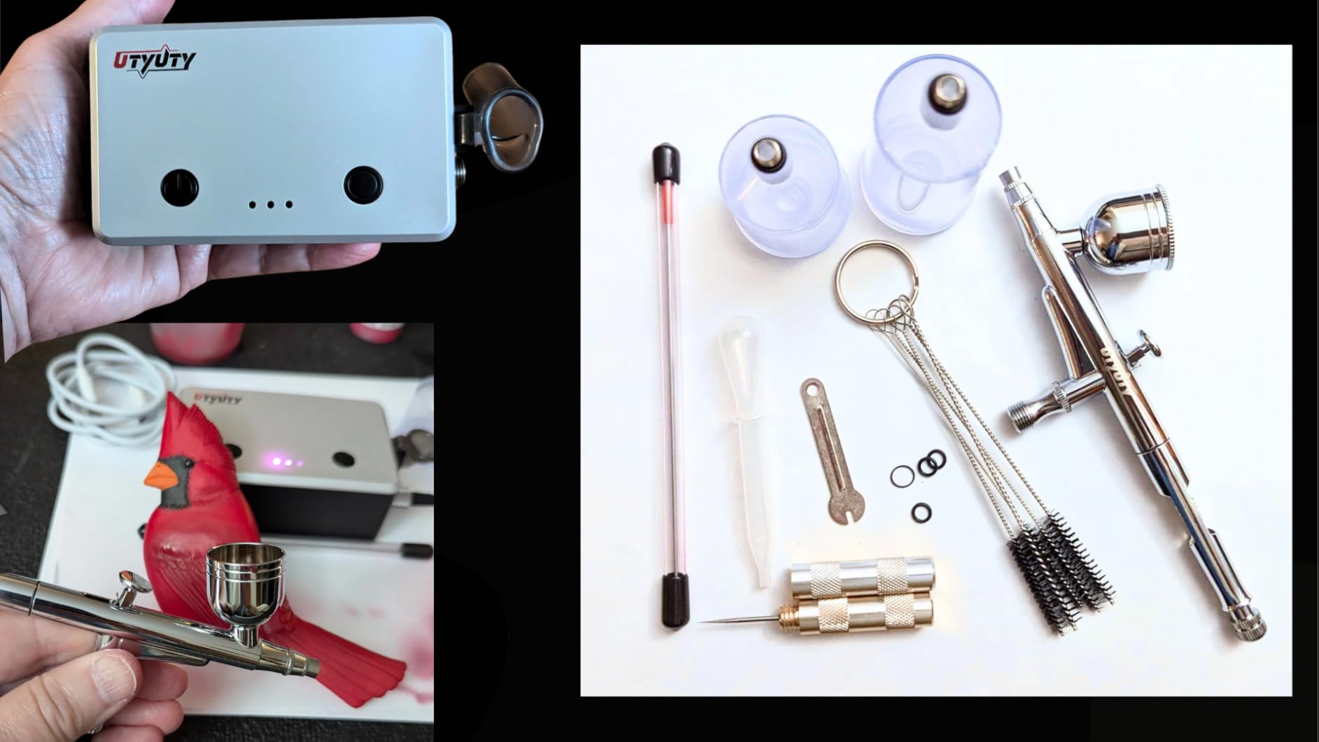 Airbrush Kit with Air Compressor,Portable 27PSI 7 Pressure Levels, 35dB Ultra-Quiet,Dual-Action 0.3mm Airbrush Gun for Beginners,Painting,Models,Makeup,Crafts & Cake Decor customer photo 1