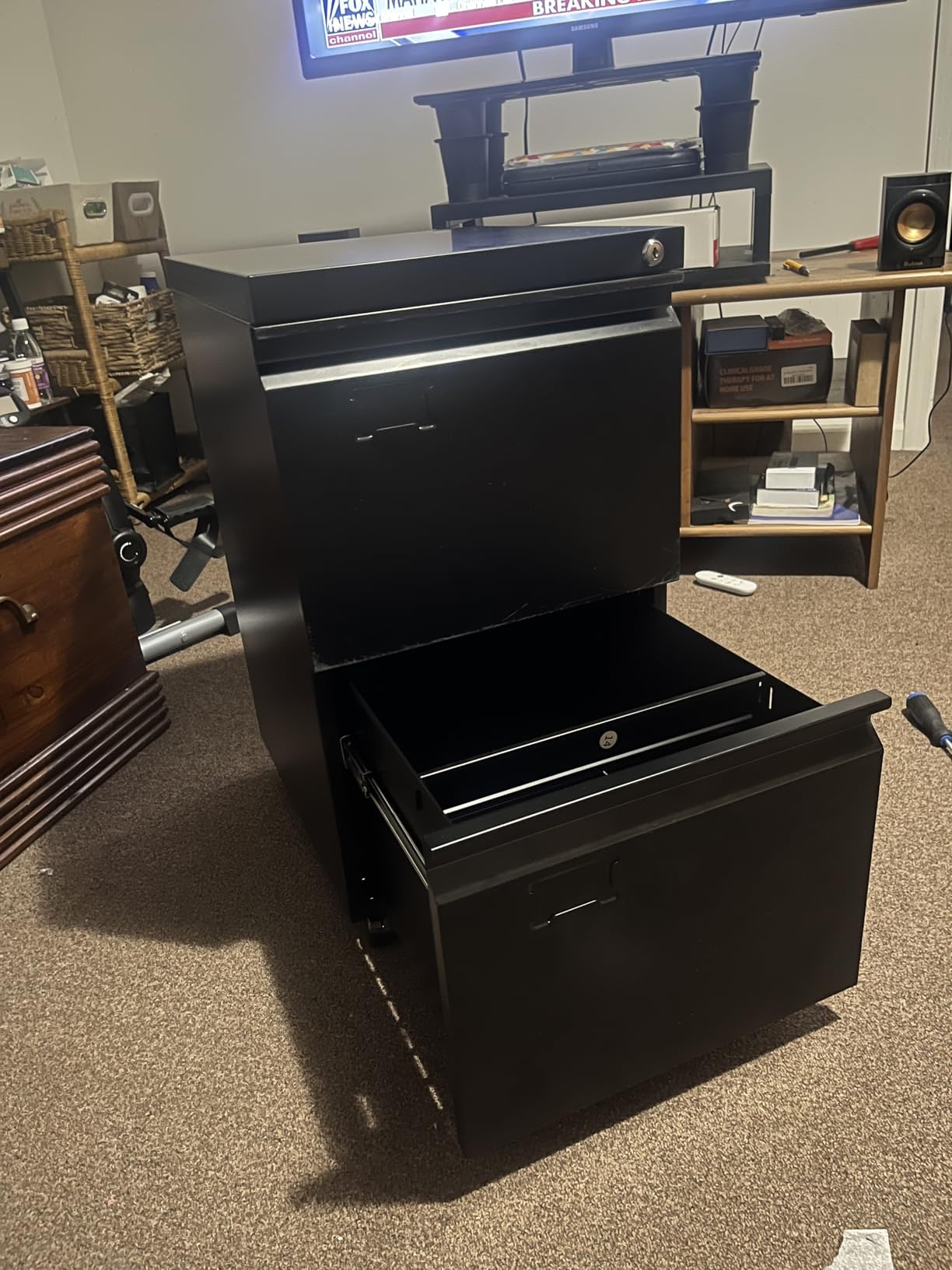SUXXAN 4 Drawer File Cabinet, Lateral Filing Cabinet with 4 Locks for Home Office, Black File Cabinets with Business Card Holder for Letter/Legal/F4/A4 Hanging Files customer photo 2