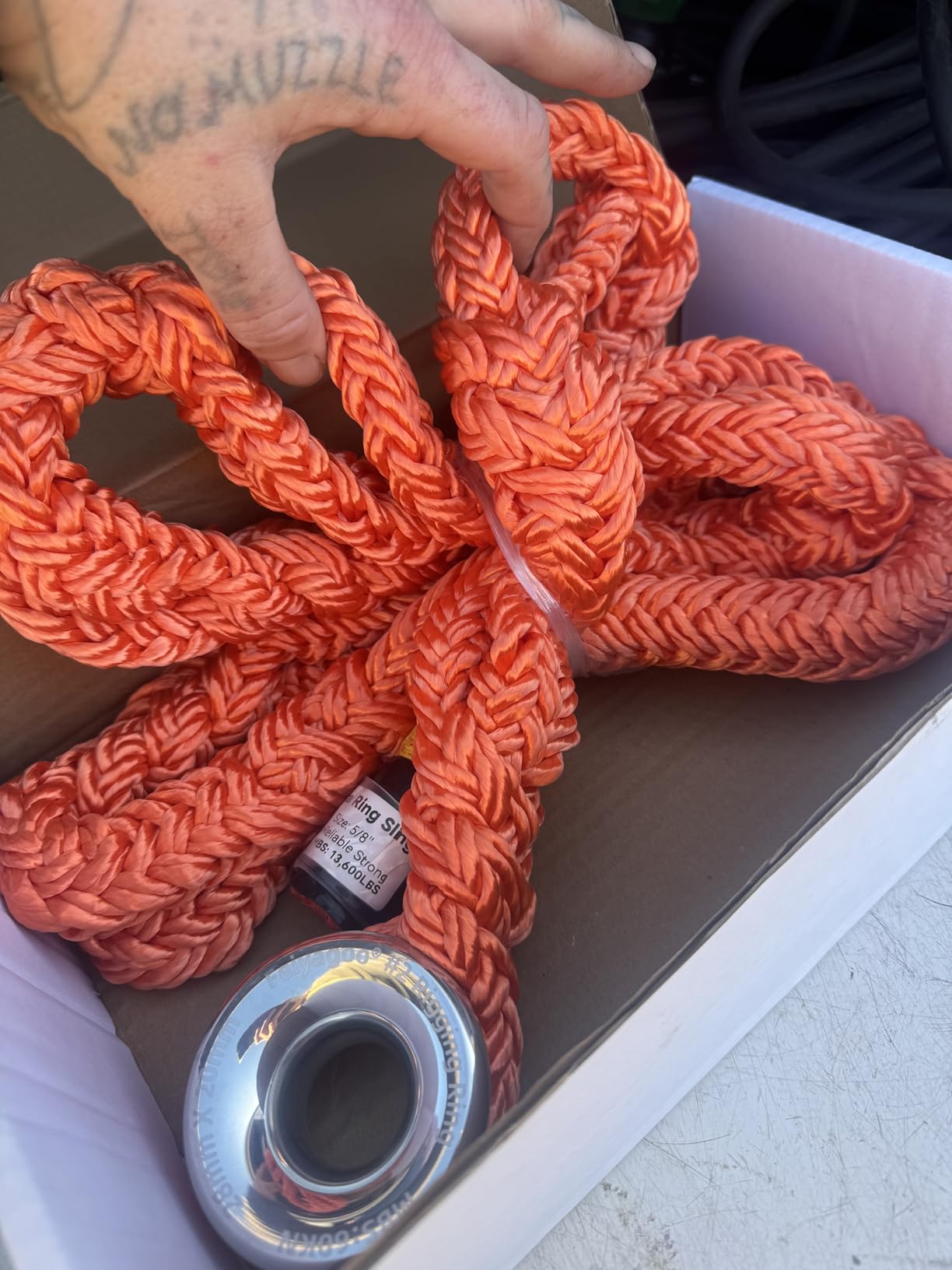 Rigging Ring Rope Sling 40202 for Tree,5/8''x6.7' Arborist Block Sling with #2 Smooth Aluminum Rigging Ring, 10 Pockets Adjustable Riging Sling, 13600 lbs MBS customer photo 2