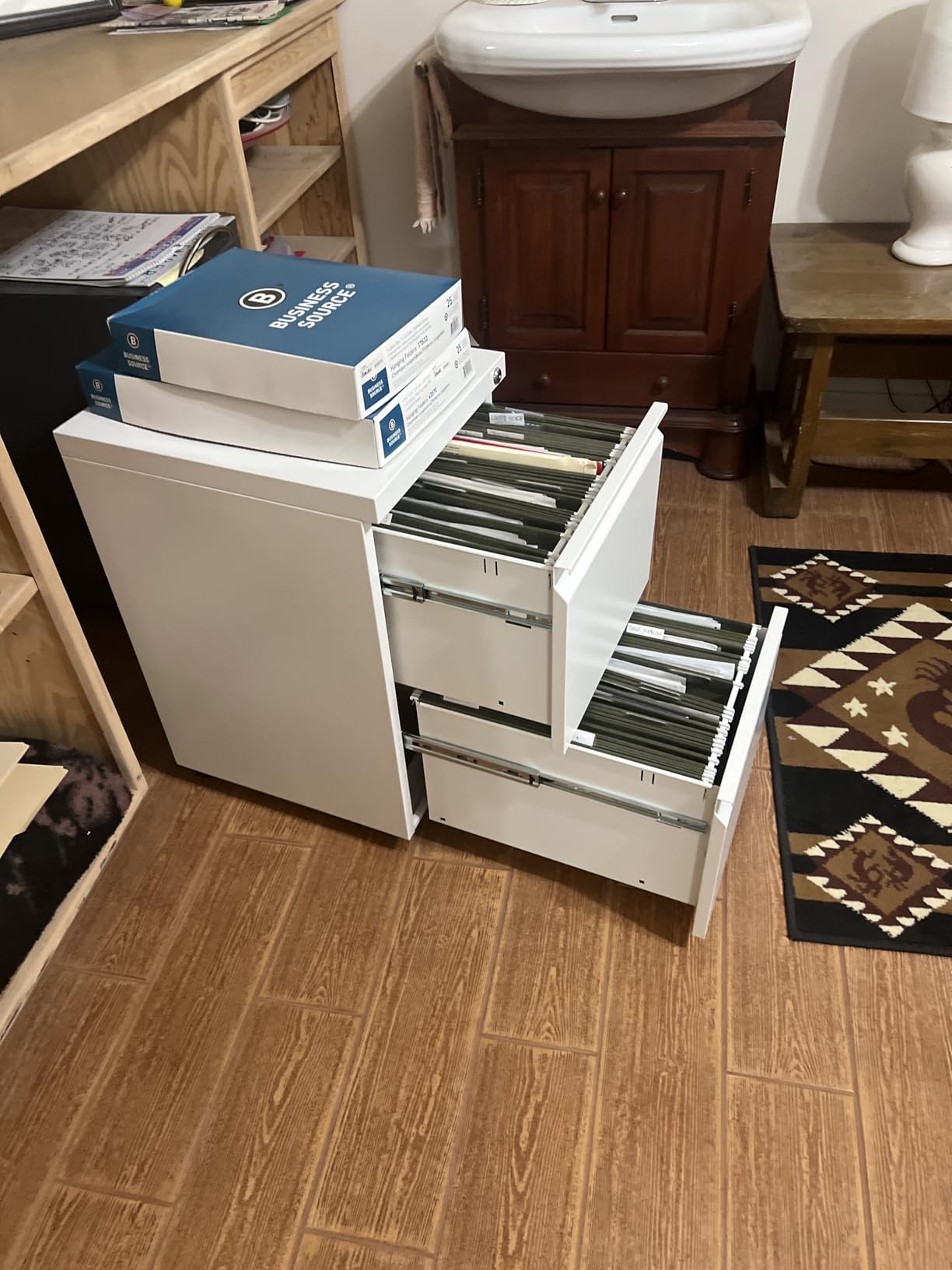 Aobabo 3 Drawer Lateral File Cabinet with Wheels, Lockable Metal Filing Cabinet for Home Office, Legal/Letter Size, Black customer photo 2