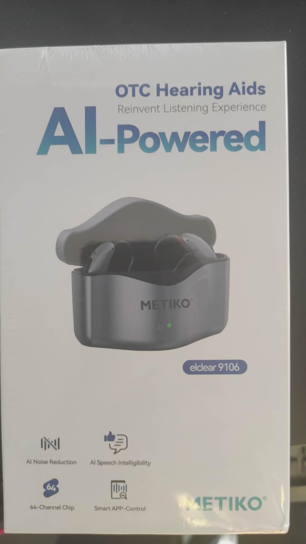 METIKO-Elclear 64-Channel Hearing Aids with AI Noise Cancellation, Bluetooth APP-Control, Rechargeable OTC Hearing Aid Ultralight Invisible for Seniors Adults, Silver customer photo 2