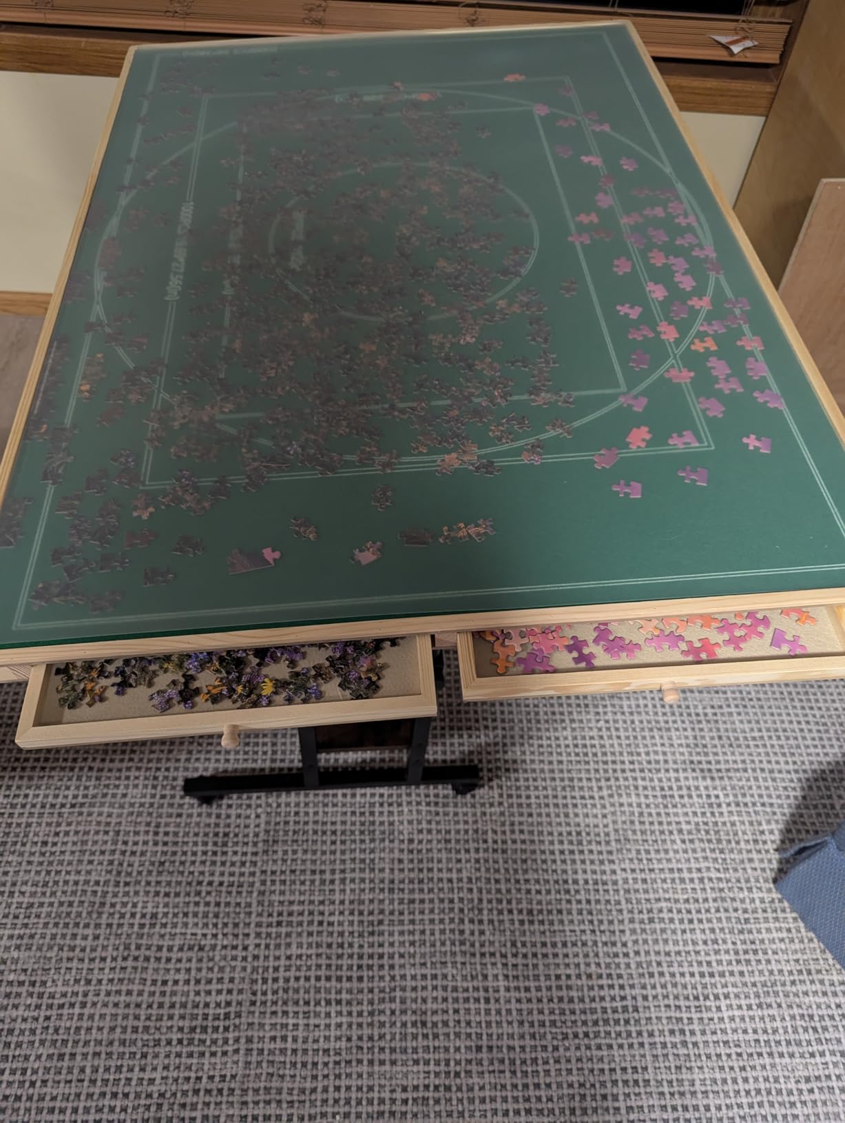 CODACE Puzzle Table with Drawers - 2000 Pieces Jigsaw Puzzles Table for Adults, Tilting Puzzle Board with 6 Sorting Trays and Cover, Tables with Adjustable Height Leg and Wheel, Puzzle Lover's Present customer photo 2