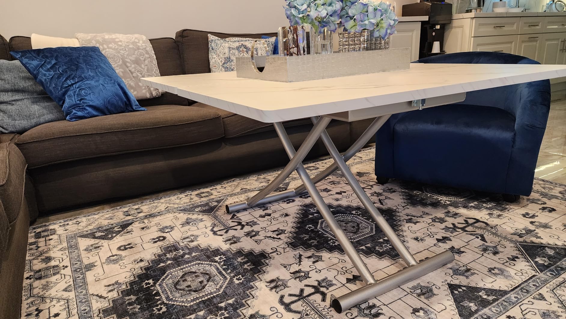 4 in 1 Folding Dining Table with Adjustable Lift Top & Wheels, Multi-Function Coffee Table to Dining Table for Apartments, Kitchens, Living Rooms customer photo 1