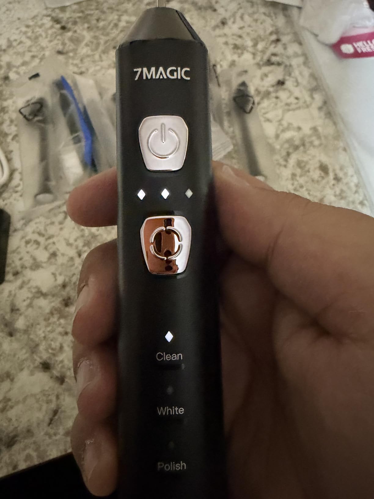 7MAGIC Sonic Electric Toothbrush for Adults and Kids - Up to 180 Days Runtime, 42000 VPM Powered Toothbrush, 5 Modes & 3 Intensities for Sensitive Teeth & Braces, Includes 8 Brush Heads, Black customer photo 1
