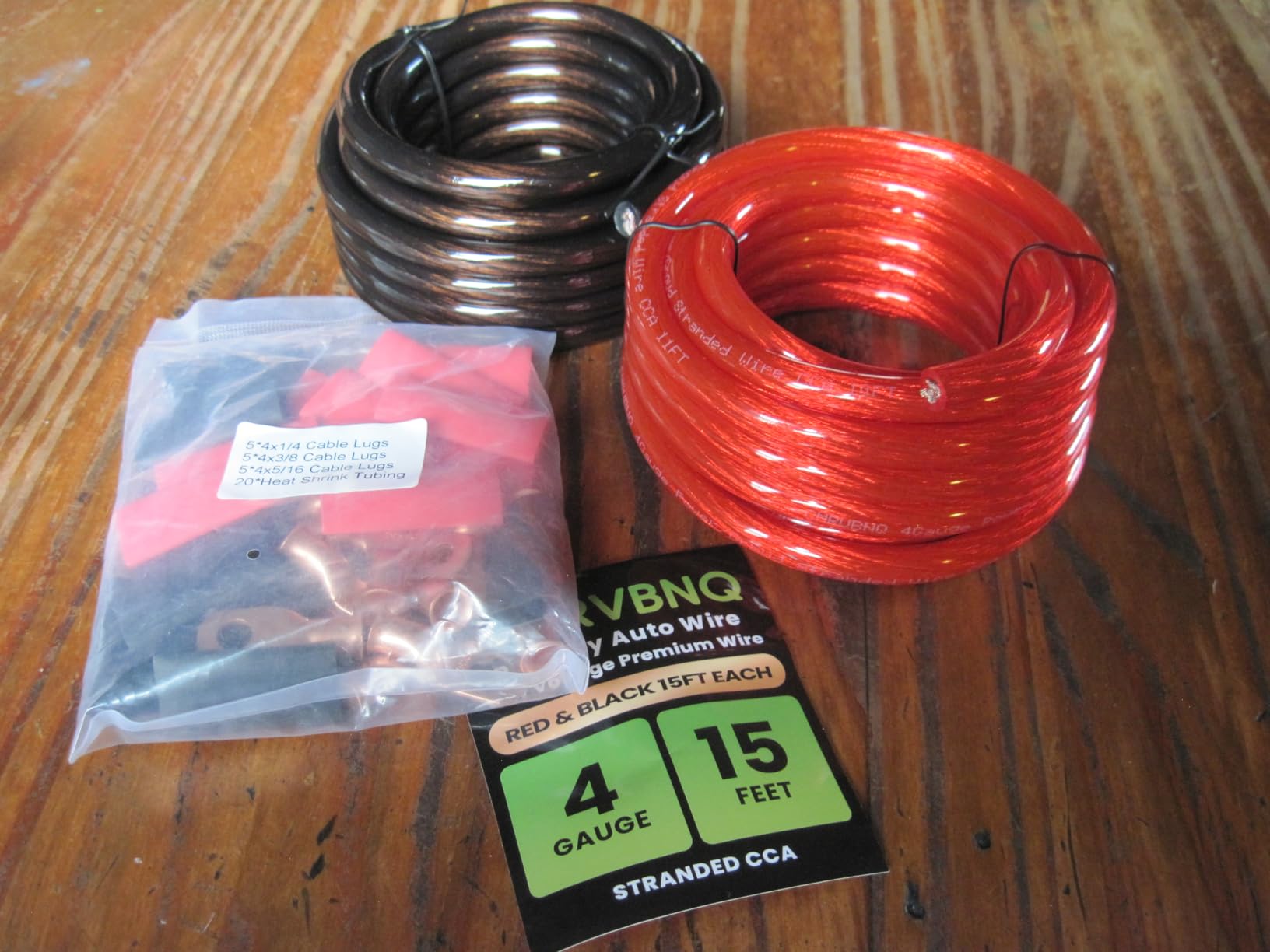 4 Gauge Battery Cable CCA Wire Kit, 25ft Each Red & Black with 15 Terminals & 20 Heat Shrink Tubes Low Voltage Primary Automotive Power & Ground Cable for Car Audio Amp Subwoofer RV Wiring customer photo 2