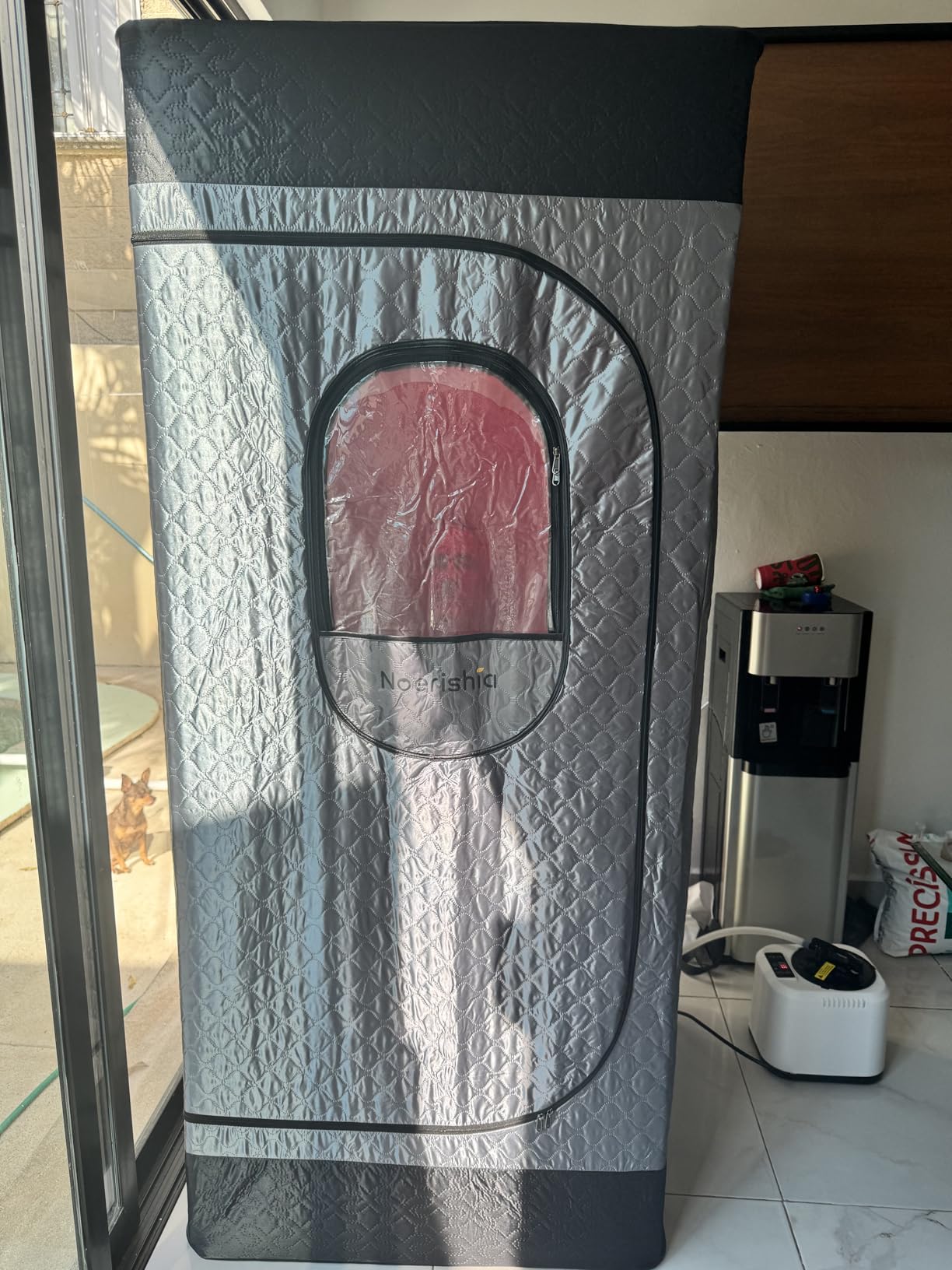 Portable Infrared Sauna Box for Home with 3L 1200W Steamer, Big Folding Chair, 99 Mins Timer, 9 Levels, Steam Sauna Tent with 660nm + 850nm Red Light Therapy, for Home Spa Detoxification customer photo 1