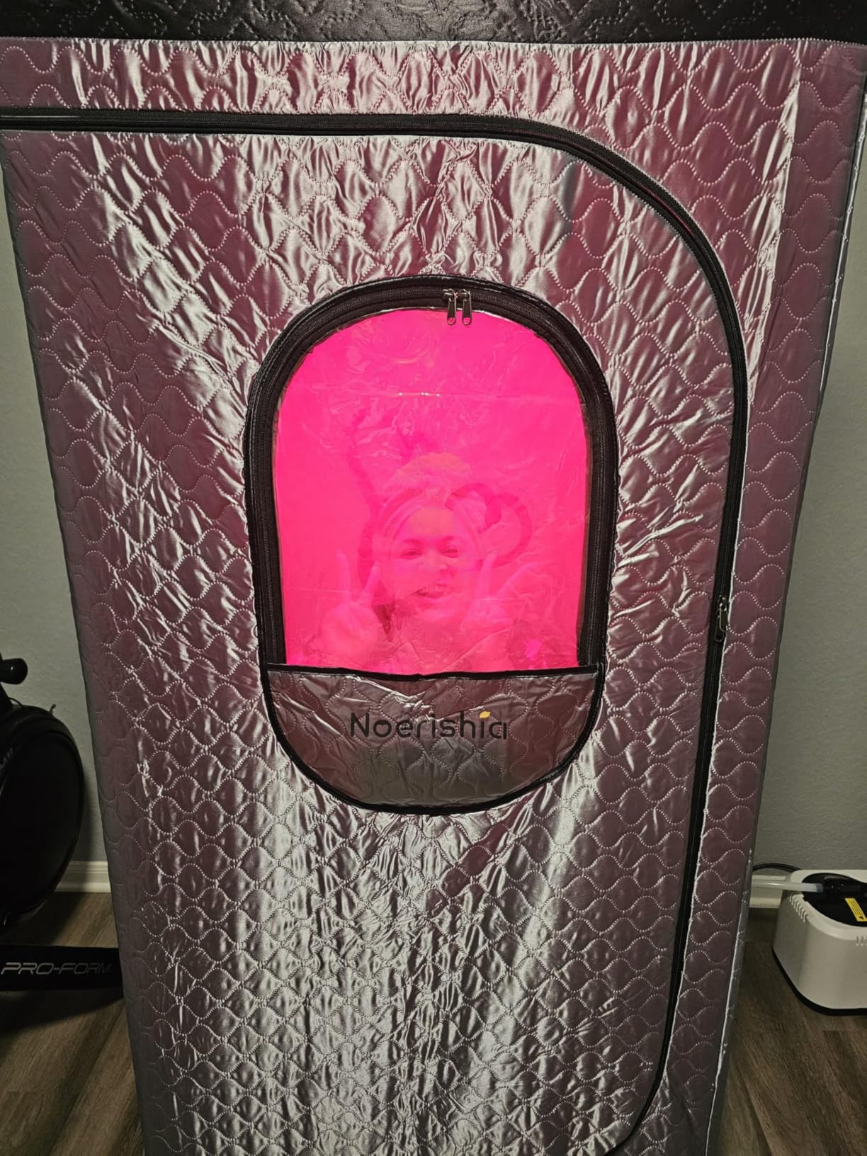 Portable Infrared Sauna Box for Home with 3L 1200W Steamer, Big Folding Chair, 99 Mins Timer, 9 Levels, Steam Sauna Tent with 660nm + 850nm Red Light Therapy, for Home Spa Detoxification customer photo 2