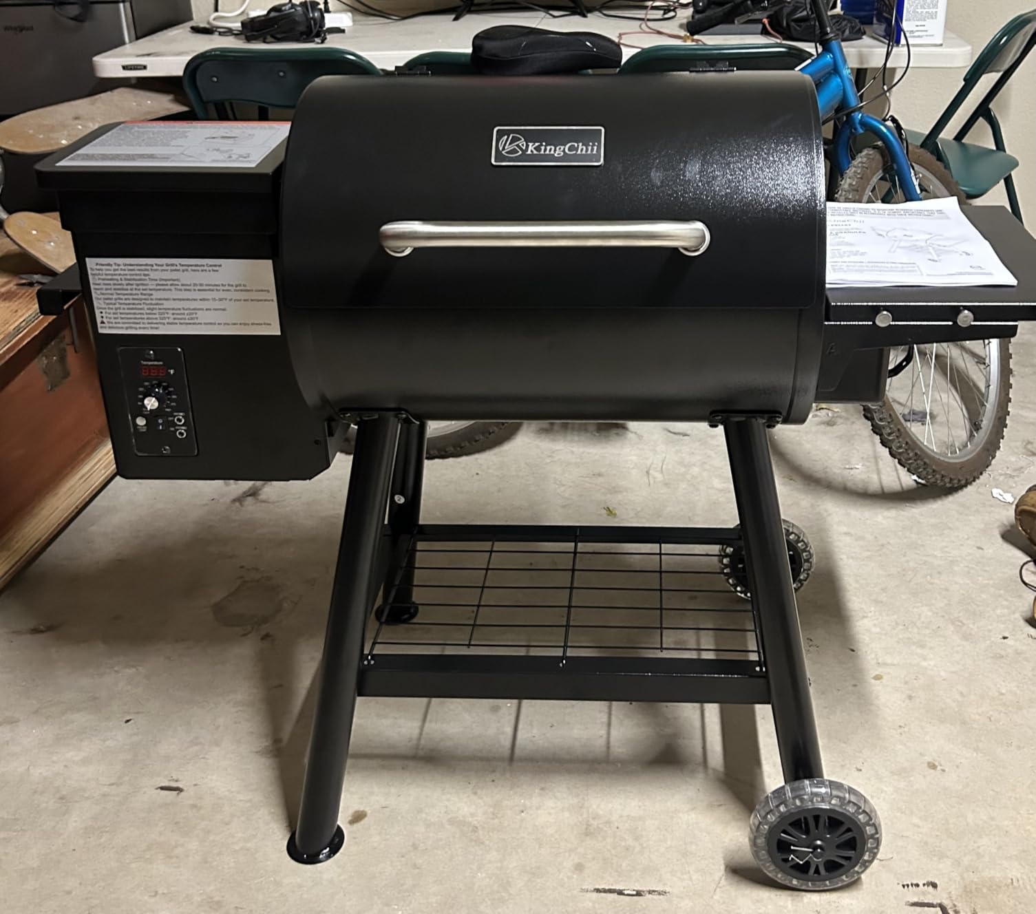 KingChii Portable Electric Wood Pellet Grill & Smoker with Foldable Legs, 456 SQ.IN Grill Capacity, 18LB Hopper, with PID Temperature Control (180-425F) customer photo 1