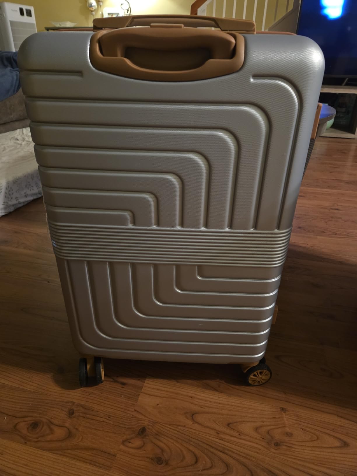 Expandable 26 Medium Checked Luggage,Checked-Medium Hardshell Suitcase with Double Spinner Wheels for 20% More Space, Lightweight Hardside Luggage, Scratch-Resistant & YKK Zipper Silver customer photo 1