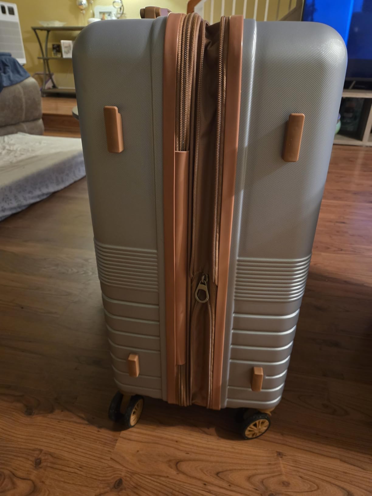 Expandable 26 Medium Checked Luggage,Checked-Medium Hardshell Suitcase with Double Spinner Wheels for 20% More Space, Lightweight Hardside Luggage, Scratch-Resistant & YKK Zipper Silver customer photo 2