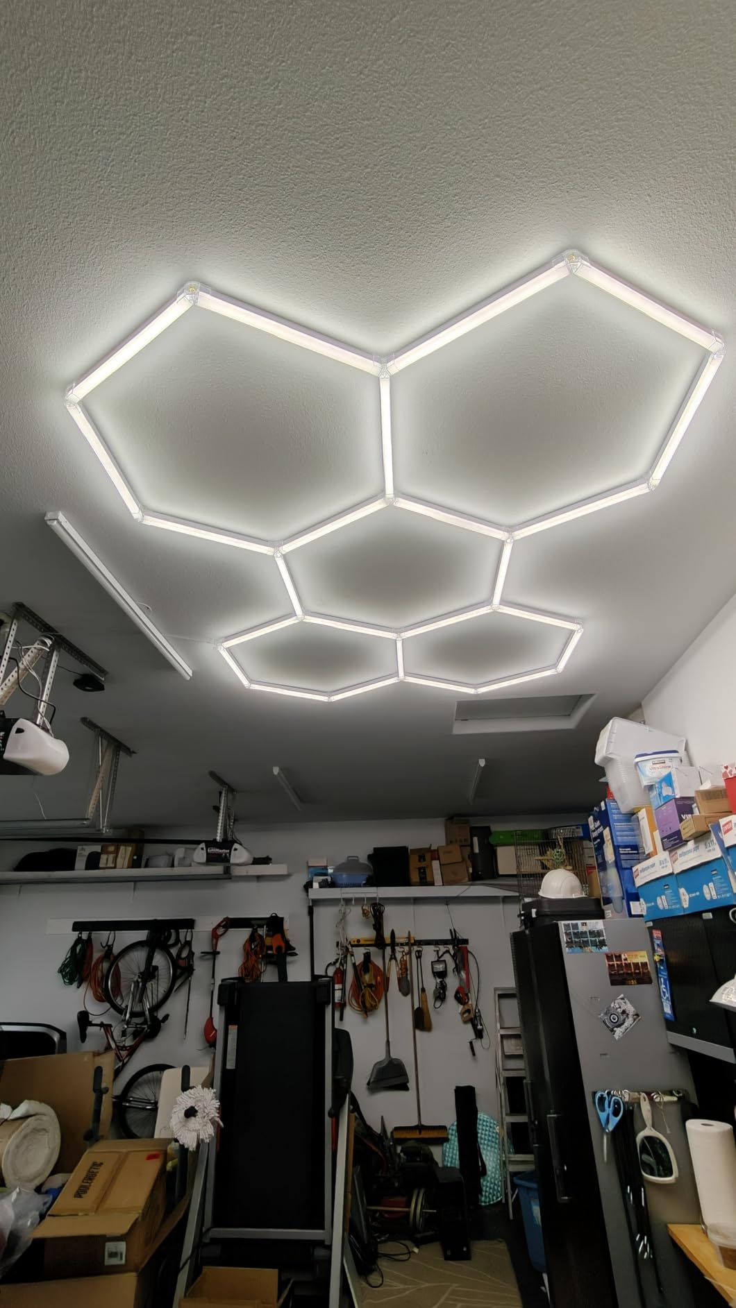 Hexagon Garage Lights, 5-HEX 240W 5000K Daylight Garage LED Lights, Modular Honeycomb Shop Light for Detailing, Workshop, Home Gym, Warehouse, DIY Workspace customer photo 2