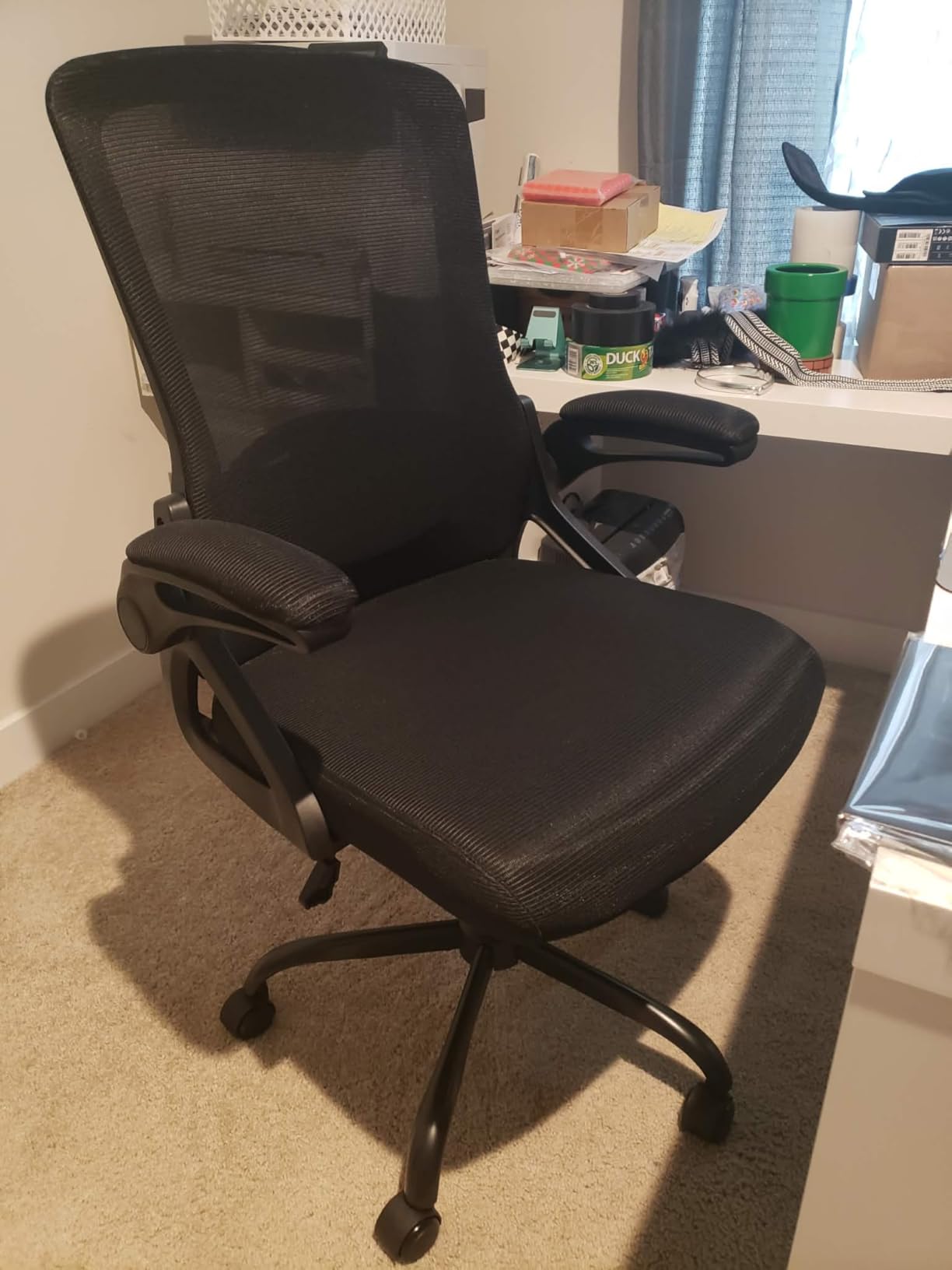 Ergonomic Office Chair, Desk Chair with Adjustable Lumbar Support, Breathable Mesh Comfy Computer Chairs with Flip-up Armrests Executive Task Chair for Adults Home Office(Black) customer photo 2