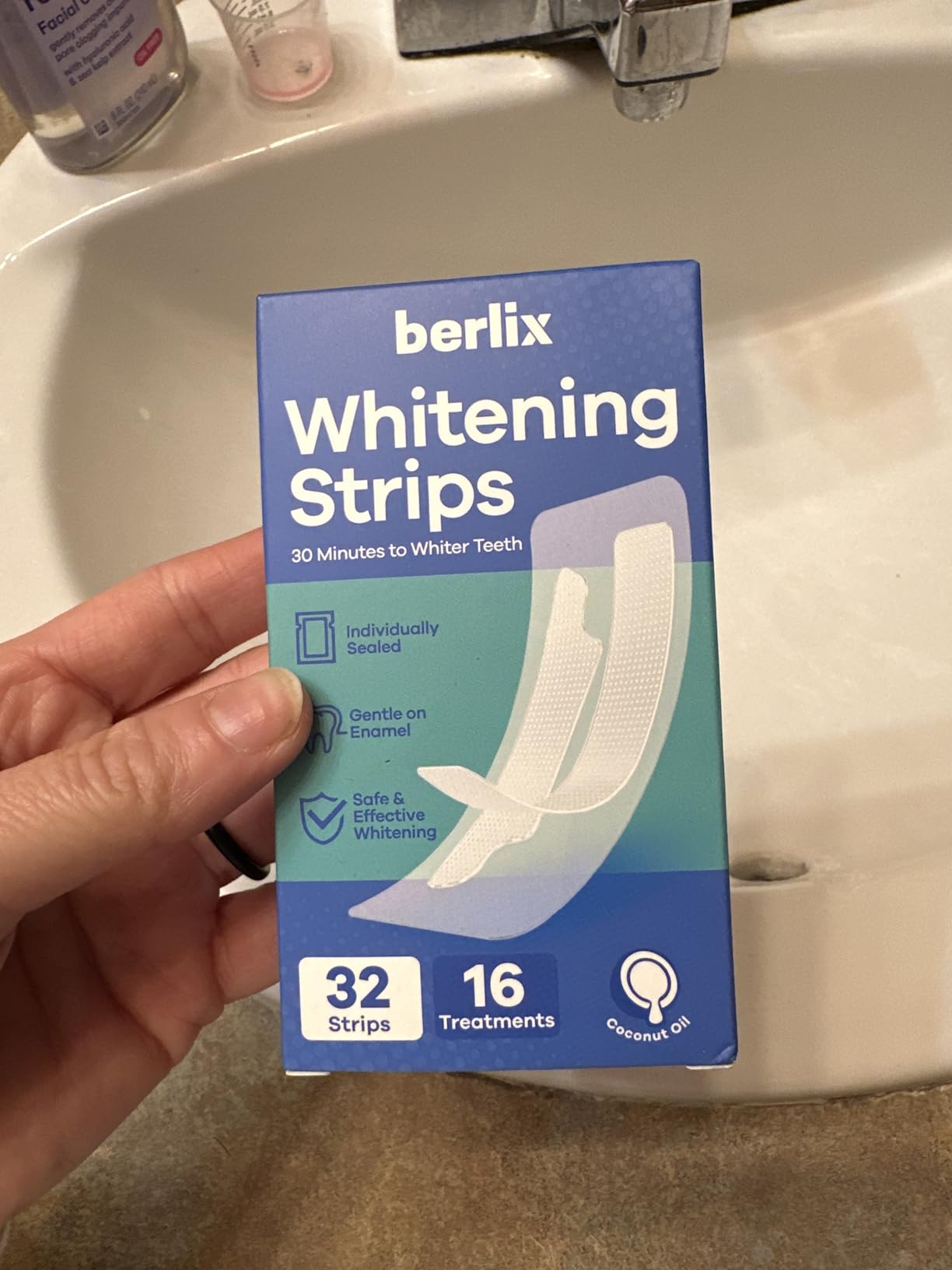 Teeth Whitening Strips (16 Treatments, 32 Count), Enamel Safe for Teeth Whitener, Whitening Strips with Coconut Oil, Formulated to Be Gentle & Non Slip and Quick-Dry, Stains Removal customer photo 2