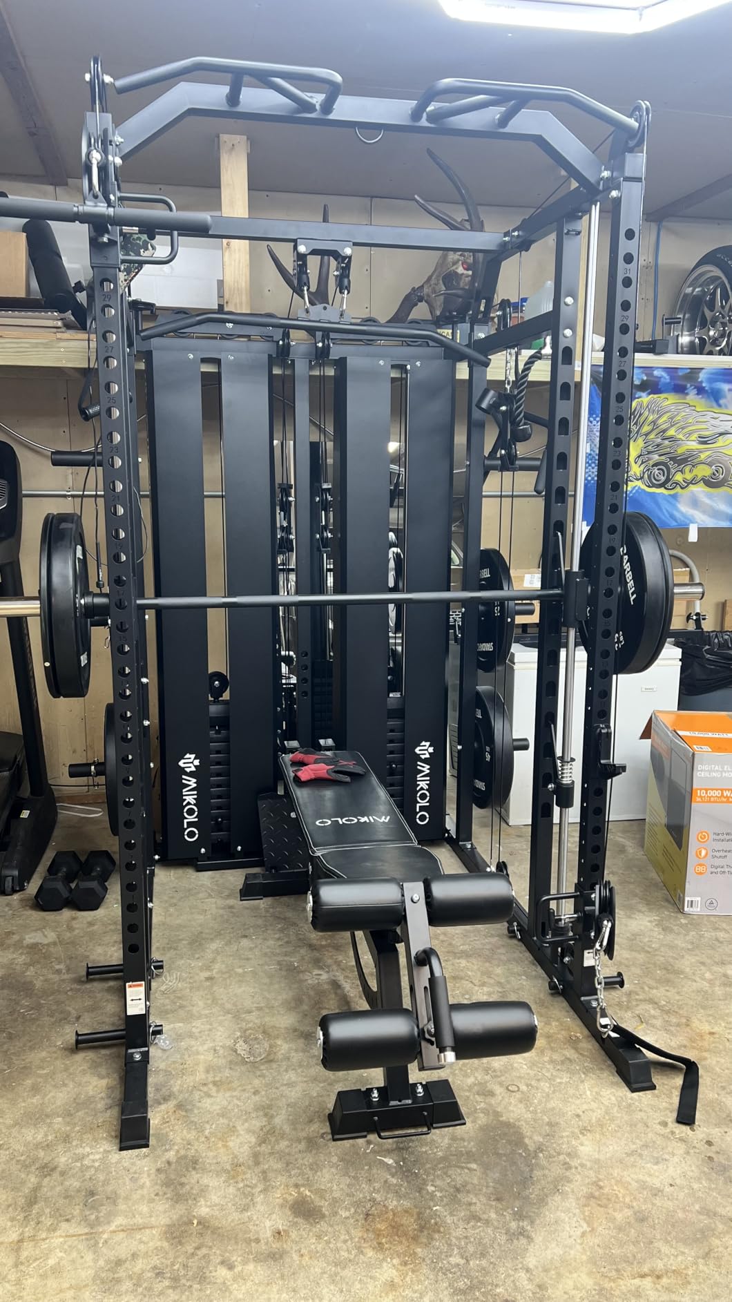 Mikolo Smith Machine with Weight Stack, Power Cage Home Gym System with LAT Pulldown & Cable Crossover, Multi-Functional Trainer with Dual Pulley System customer photo 2