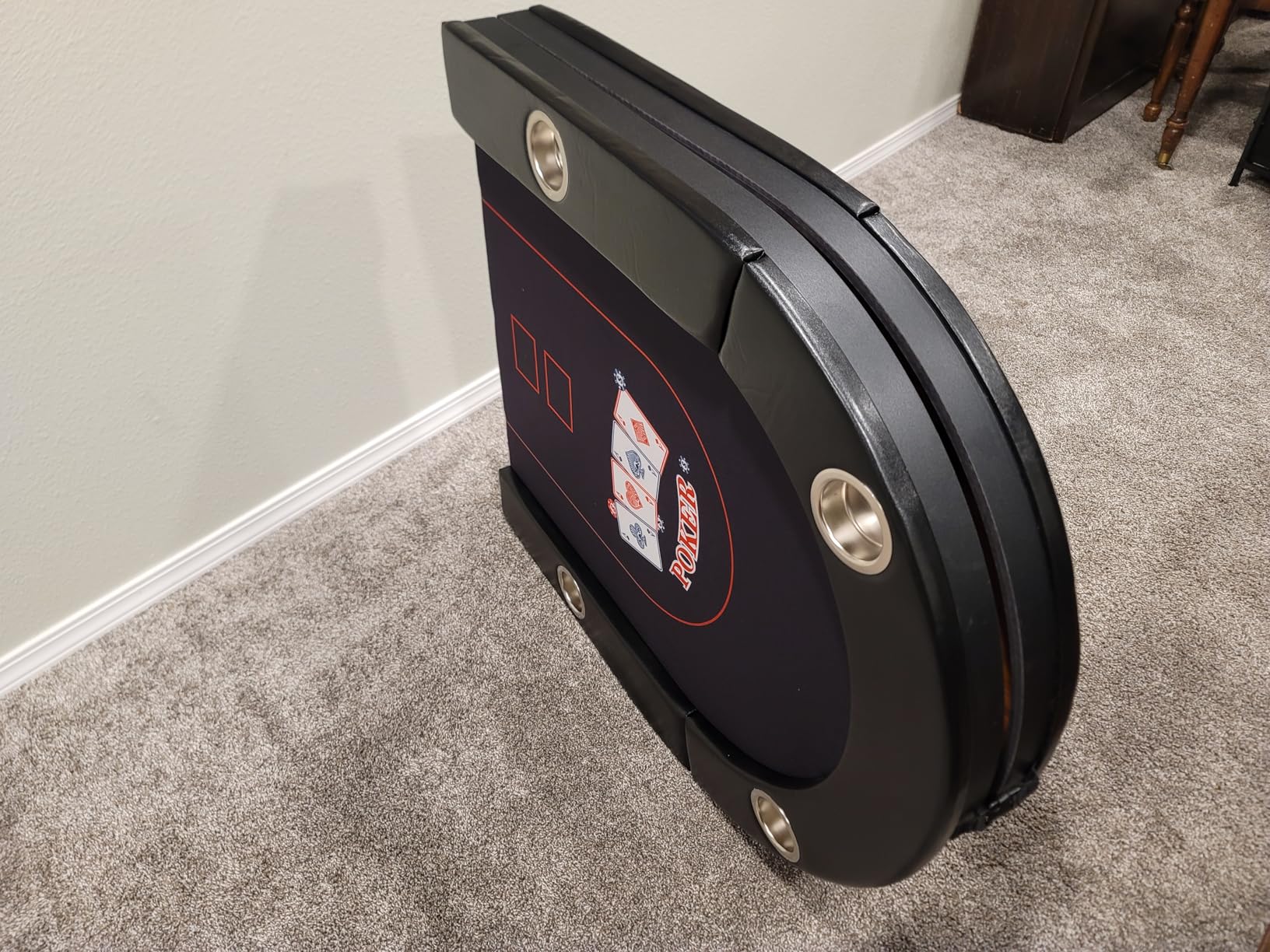 10 Player Poker Table Foldable, Folding Texas Holdem Casino Table with Padded Rails & Cup Holders, Portable Poker Game Table for Home or Game Room, 84 Inch customer photo 2