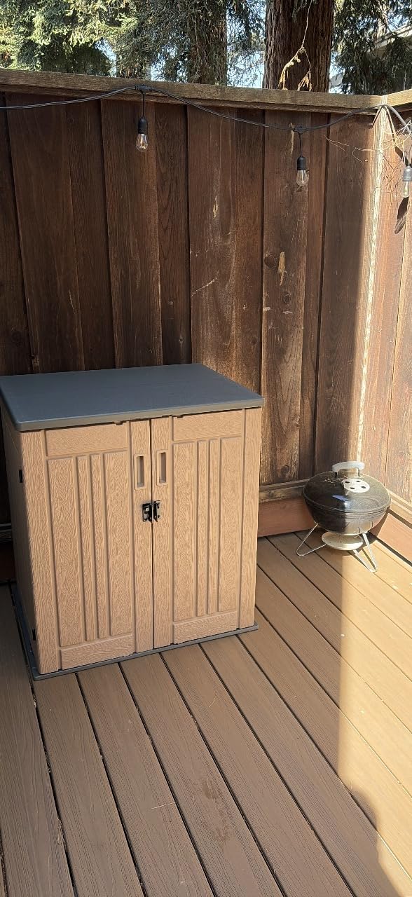 YITAHOME 8x10 FT Outdoor Storage Shed with Lockable Door, Large 544 Cuft Resin Shed with Floor Roof Windows Vents, All-Weather Plastic Storage Shed Tool Organizer for Backyard Garden Patio Lawn, Gray customer photo 1