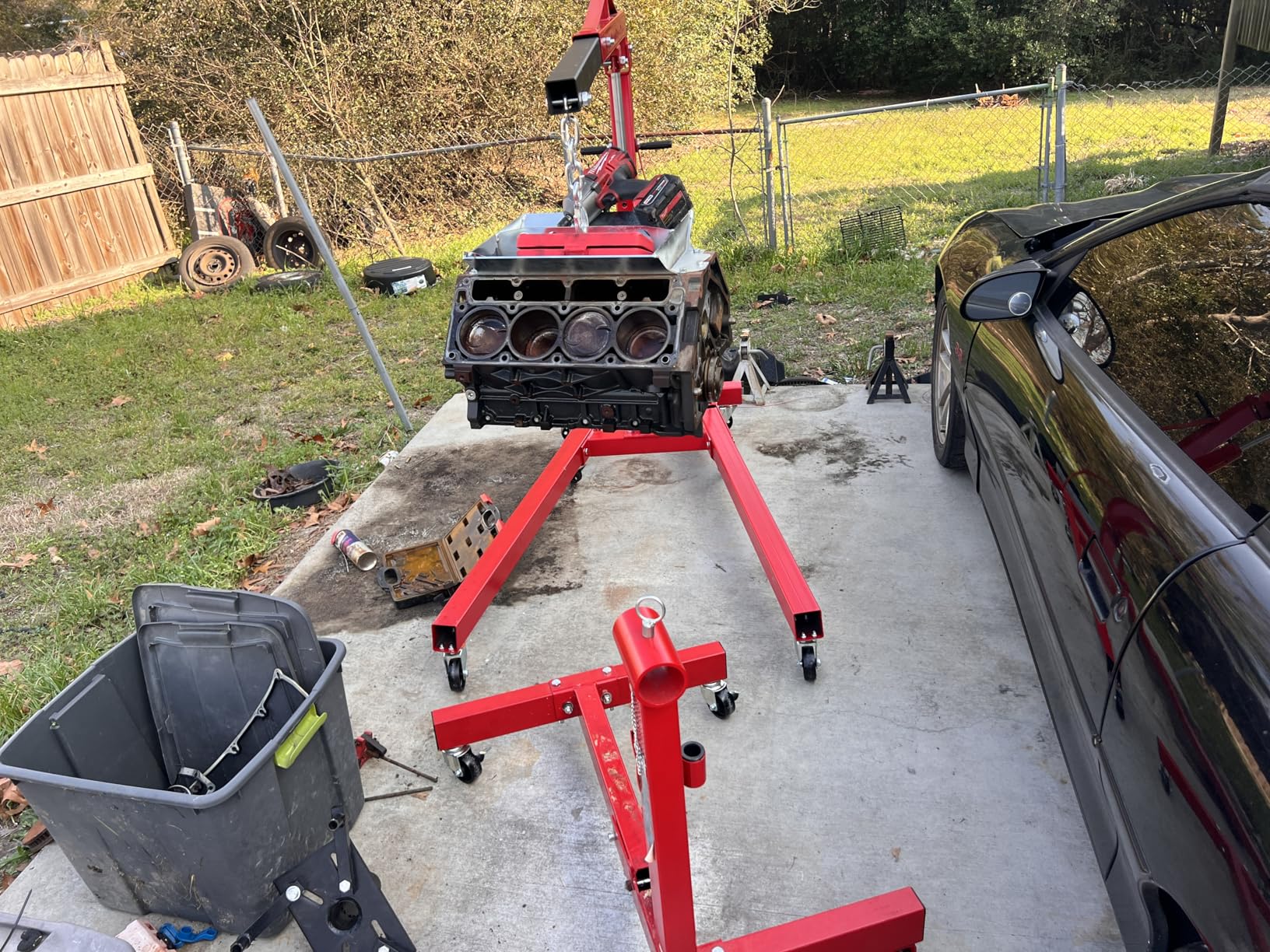 2 Ton Hydraulic Engine Hoist Crane, Folding Heavy-Duty Cherry Picker with 6 Locking Wheels & 4 Boom Positions, for Truck/SUV Engines, Garage Workshop, Industrial Lifting (Net Wt. 157 lbs) customer photo 1