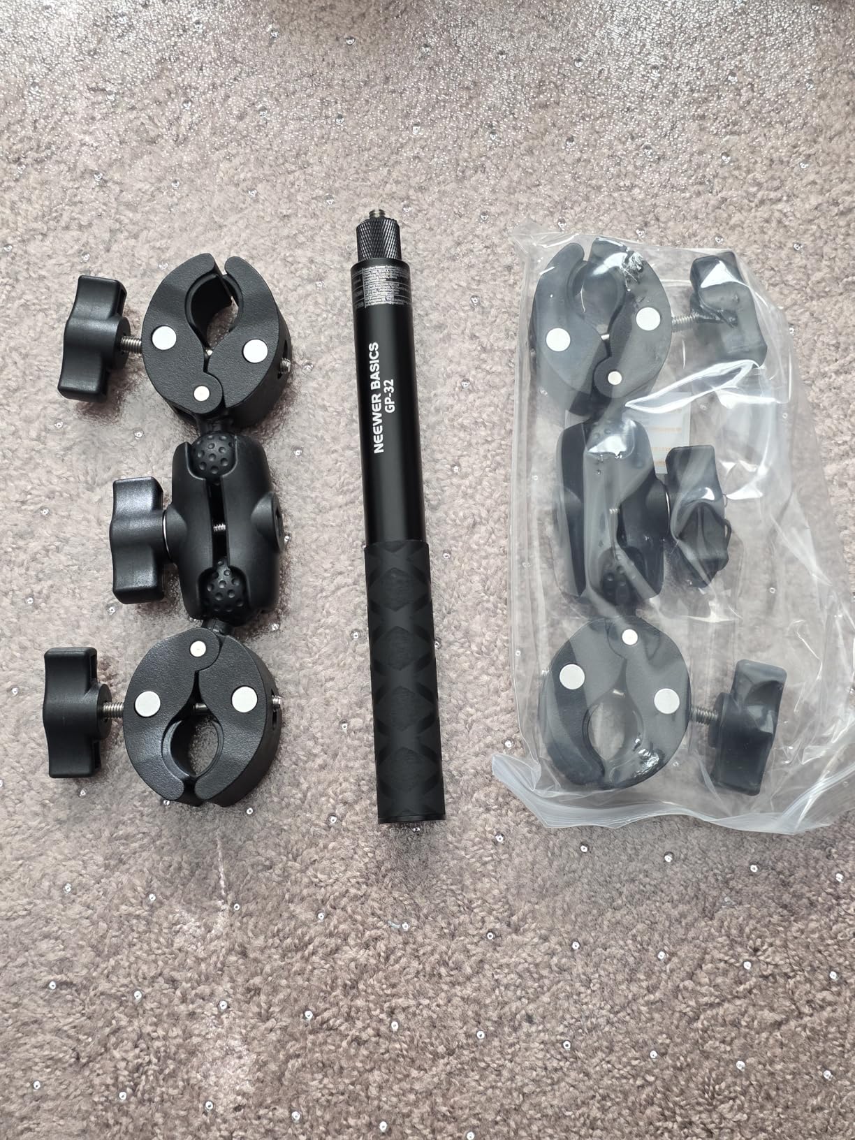 NEEWER Basics Motorcycle Bike Mount Accessories Kit, Invisible Selfie Stick Bicycle Handlebar Clamp Holder Compatible with Insta360 DJI OSMO 360 Pocket 3 Action Cameras for POV Video Recording, GP-32 customer photo 1