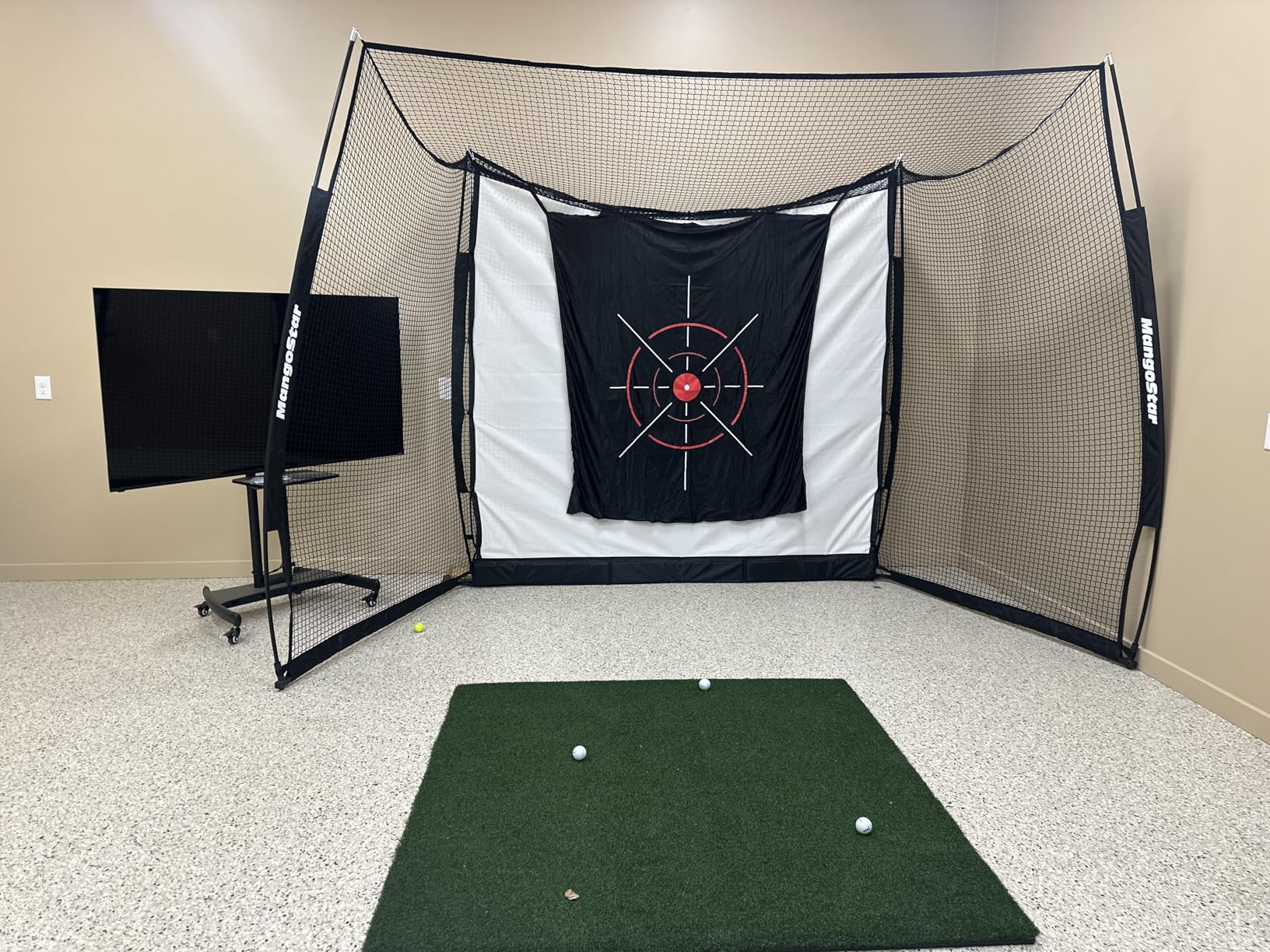 MangoStar Golf Net, 11x8ft Golf Simulators Hitting Net with High-Density Impact Screen and Target Cloth, Heavy Duty Practice Cage customer photo 1