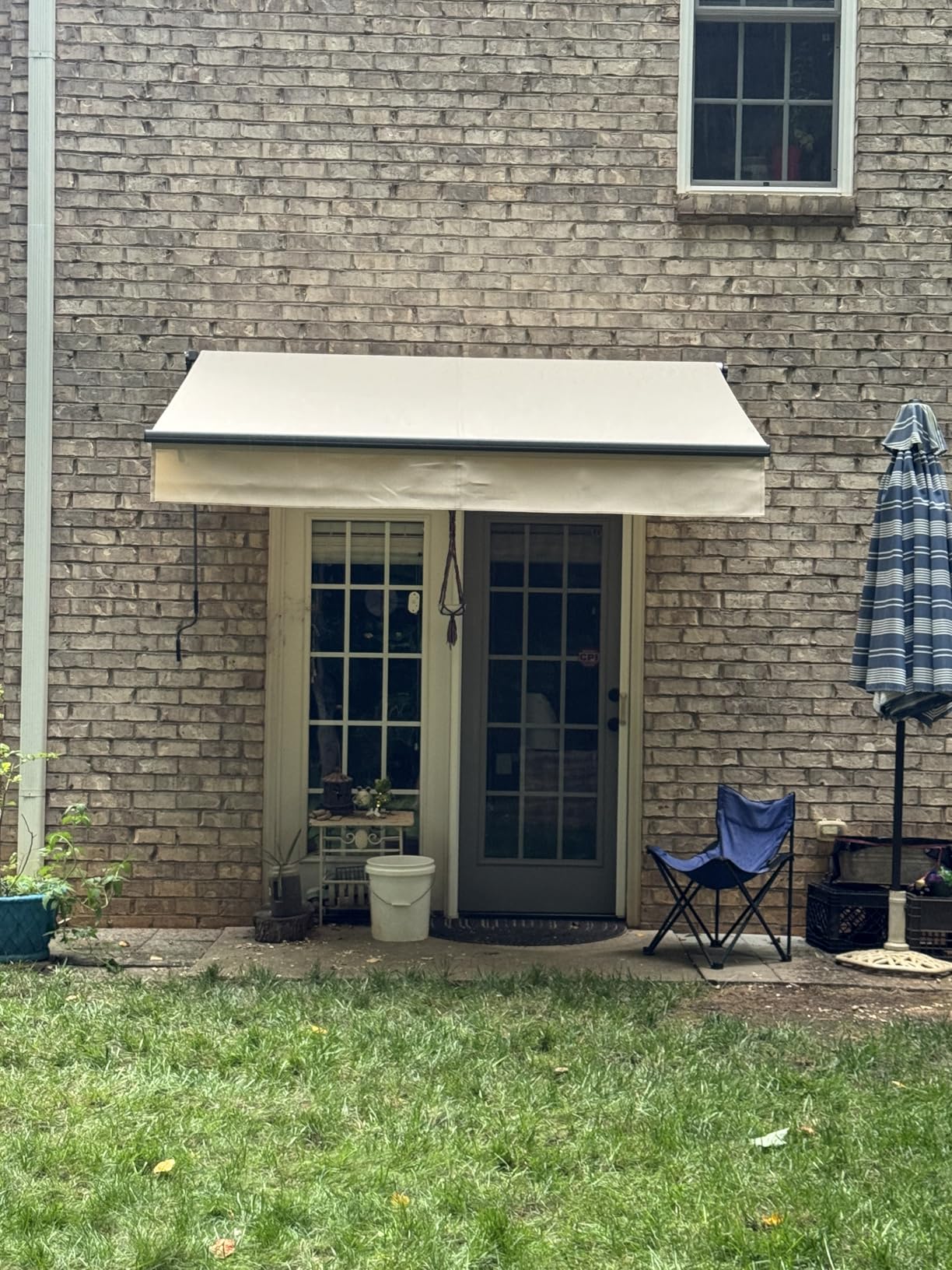 HOMEDEMO 12x9.8 Electric Retractable Awning for Patio, Motorized Awnings, Sunshade Shelter Crank Handle, UV & Waterproof Polyester Cover and Aluminum Frame for Outdoor Deck, Balcony, Yard, Beige customer photo 1