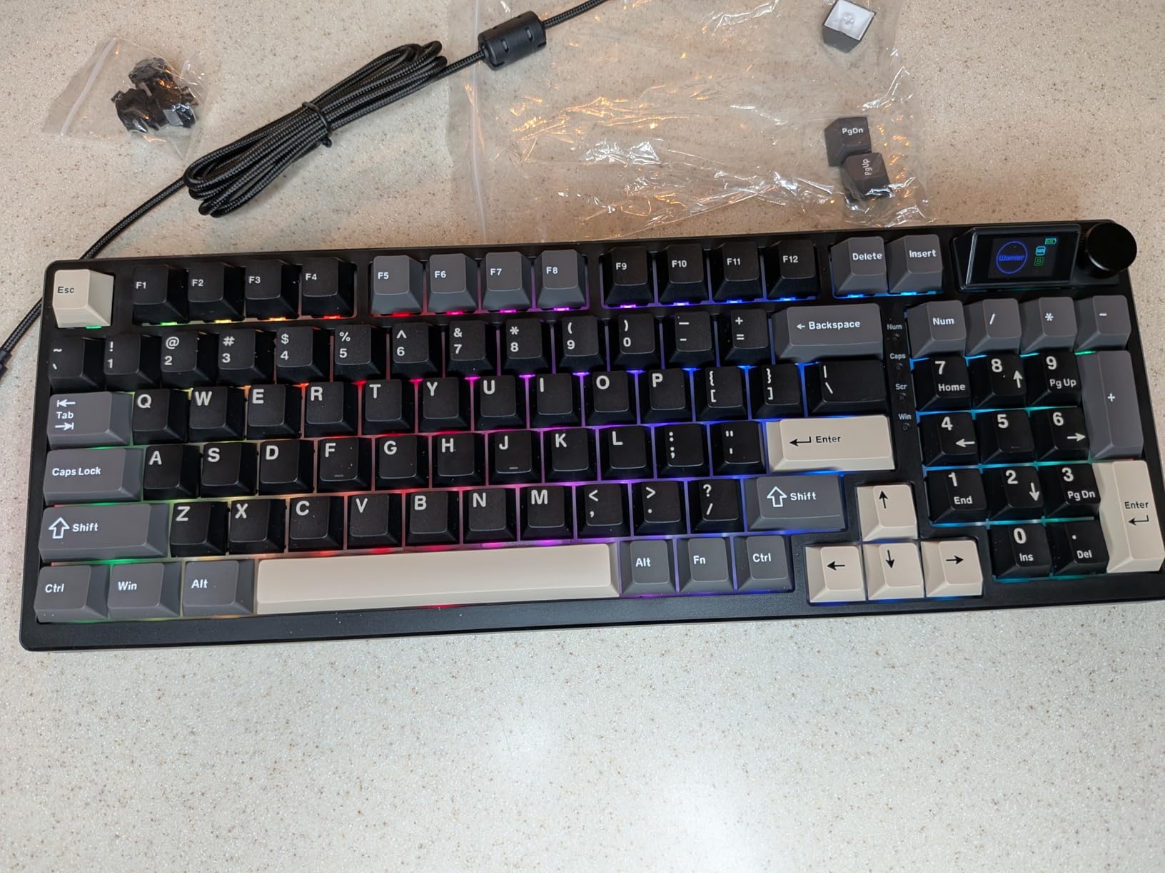 Keymatic M98 Wireless Mechanical Keyboard w/Screen & Knob, 96% Gaming Keyboard BT/2.4G/USB-C, Hot Swappable Custom Gaming Creamy Keyboard,with 8000mAh Battery customer photo 1