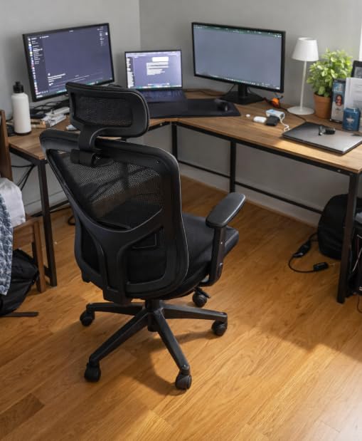 Ergonomic Office Desk Chair, High Back Mesh Office Chair with Adjustable Lumbar Support, 3D Headrest, Big and Tall Home Computer Desk Chairs Comfy for Work, Gaming, 300lbs, Black customer photo 1