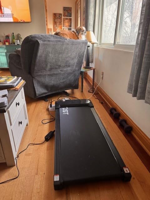 Walking Pad Treadmill for Home - Folding Treadmills with Handle Bar Portable Compact Fold up Indoor Foldable Handles Electric Walk Pads Small Spaces Mini Running Quiet Under Bed Office customer photo 1