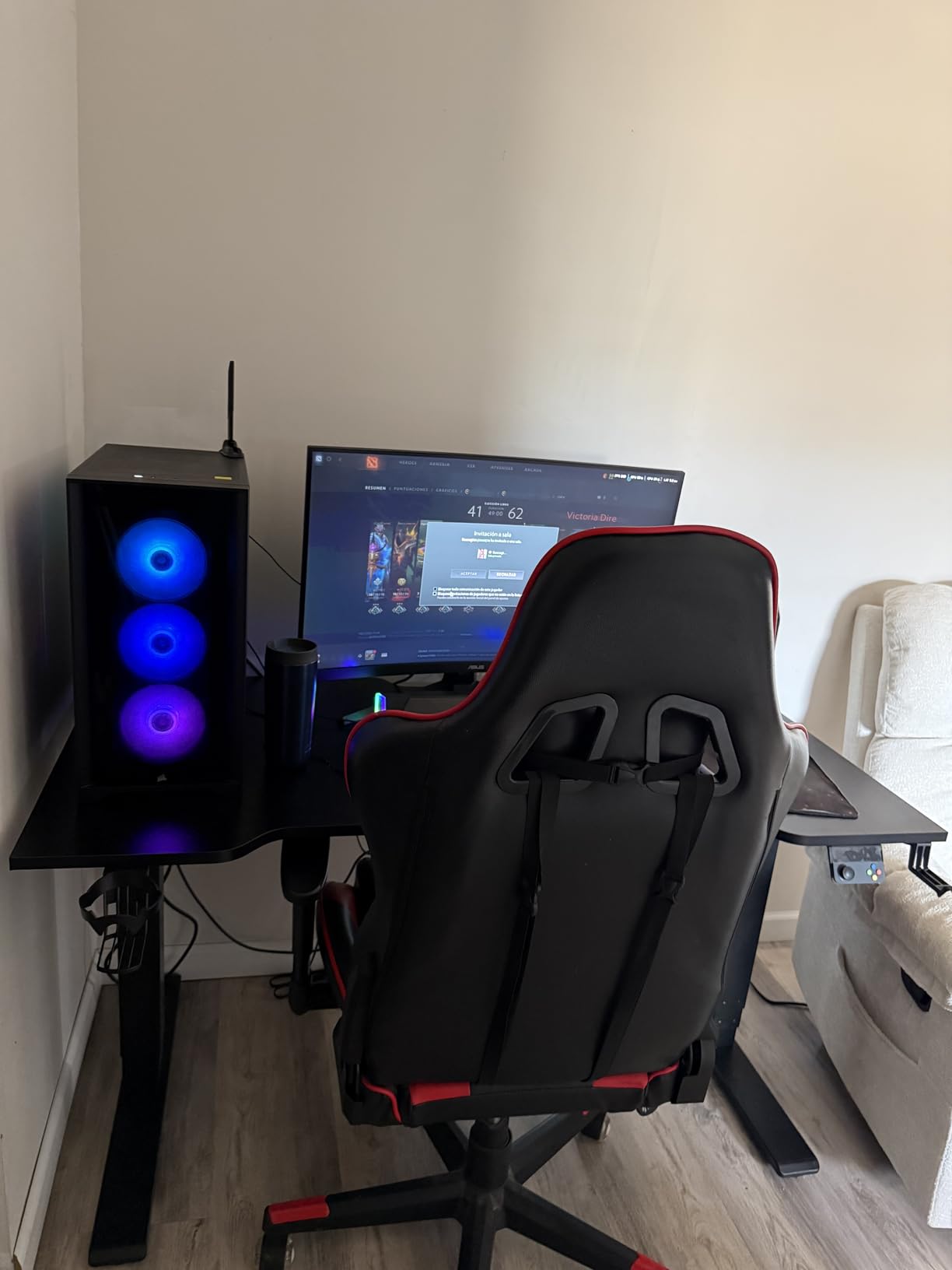FLEXISPOT E6G CyberX 63 Inch RGB LED Electric Gaming Standing Desk, Dual Motor 3-Stage Adjustable Desk up to 352 lbs, Large Ergonomic Computer Workstation for Gamers, Streamers & Home Studios (White) customer photo 2
