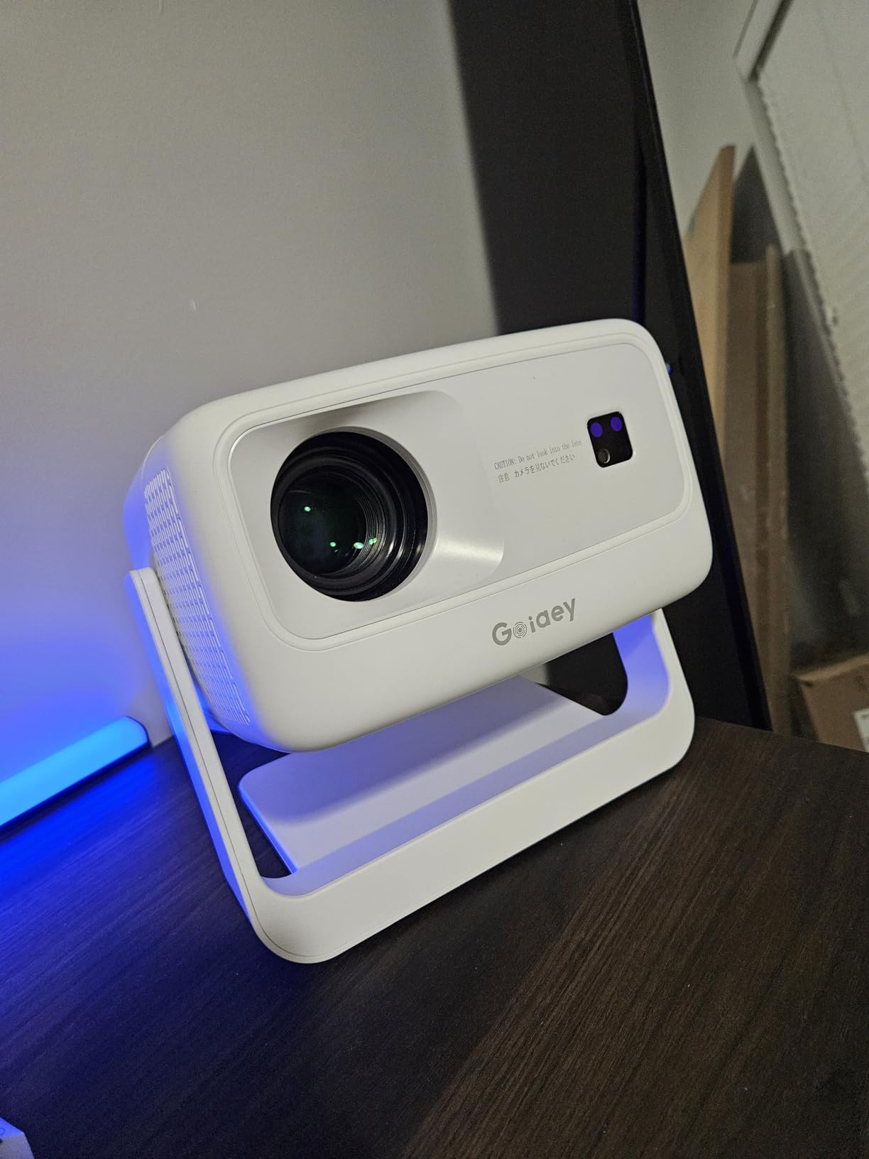 [3000+ Licensed Apps/Live TV/HDR10+/50W Dolby Audio] Smart 4K-Projector with WiFi and Bluetooth, Goiaey 3200ANSI Outdoor Projector with 360° Stand, Auto Focus, Auto Keystone, Short Throw Proyector customer photo 1