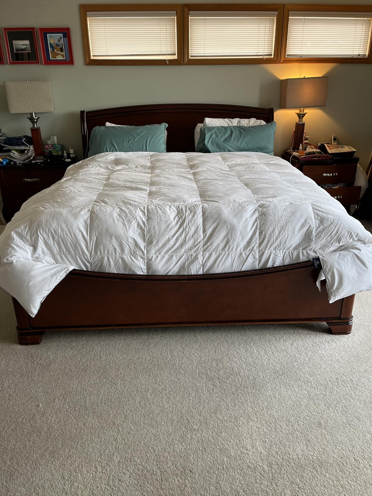 Pacific Coast Luxury White Goose Feather and Down Fiber Comforter Queen Size, All Season Fluffy Hotel Bedding Comforters, Ultra-Soft & Breathable Fabric duvet insert queen with 8 Tabs, 90x90 Inch White customer photo 1