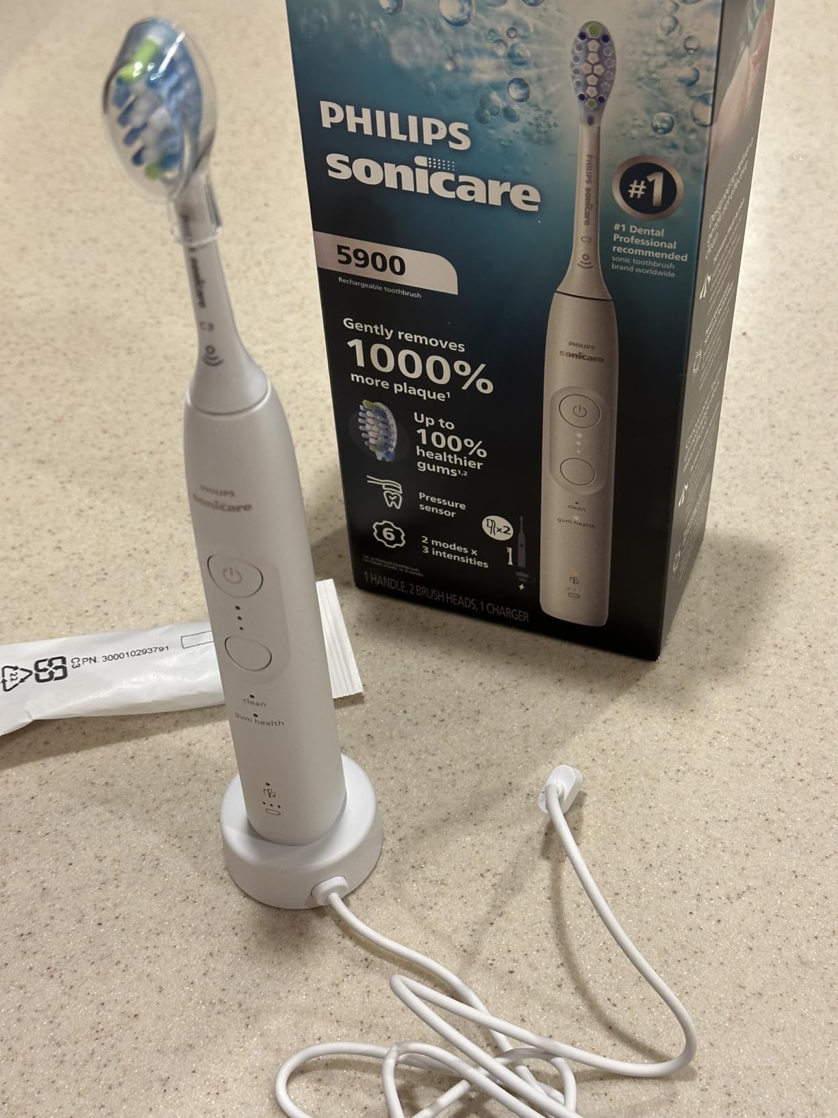 Philips Sonicare 5900 Series Electric Toothbrush - Next-Generation Sonicare Technology, Pressure Sensor, 6 Brushing Settings, SmarTimer, BrushPacer, 21-Day Runtime, White, Model HX7130/02 customer photo 1