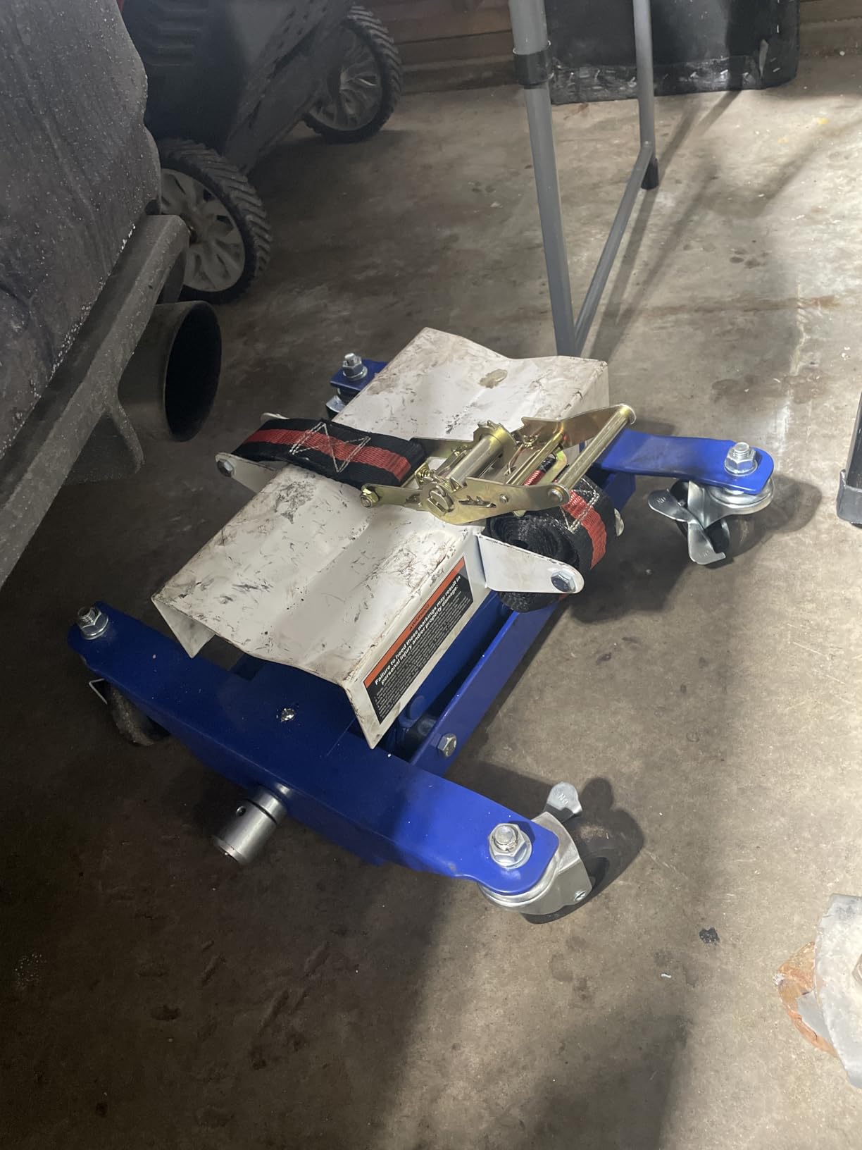 450 LBS Low Profile Transmission Jack - Heavy-Duty Auto Repair Lift with 7-23 Inch Height Range, 2M Safety Straps & 4 Brake Wheels for Safe, Smooth Repairs - Black customer photo 1