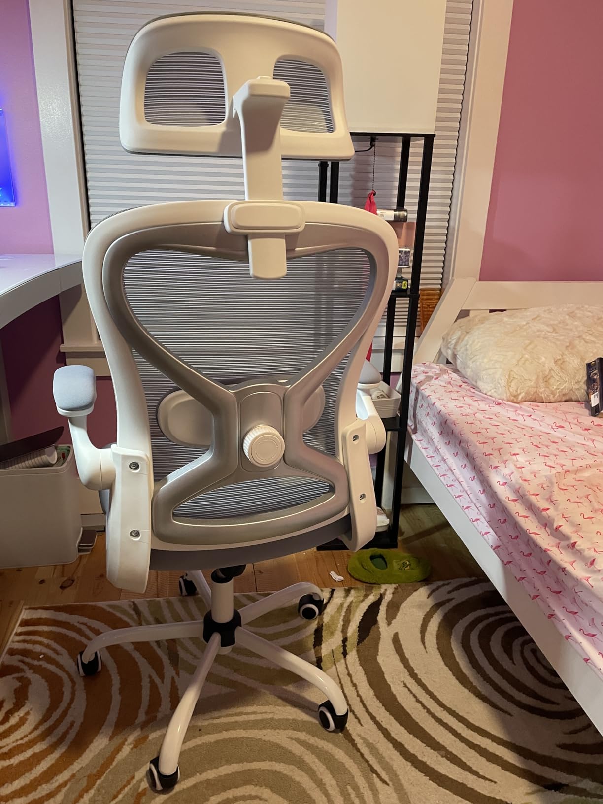 Ergonomic Office Chair, Mesh Desk Chair with Headrest, Lumbar Support, Thick Seat Cushion, Flip-up Arms, High Back Computer Task Chairs for Home Office, Black/Silver customer photo 2