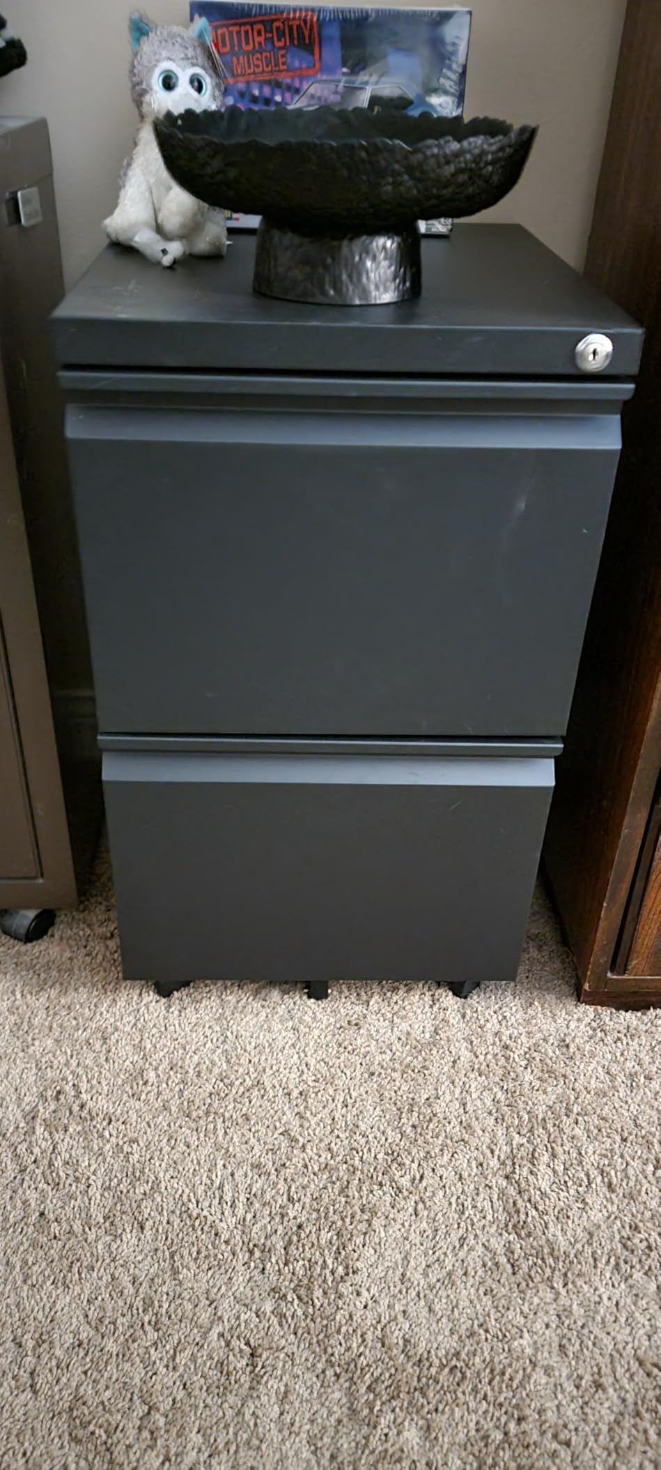 3 Drawer File Cabinet with Lock, Under Desk Rolling Small Filing Cabinet for Home Office Storage, Mobile Steel Cabinets with Wheels, Fully Assembled, Black customer photo 1