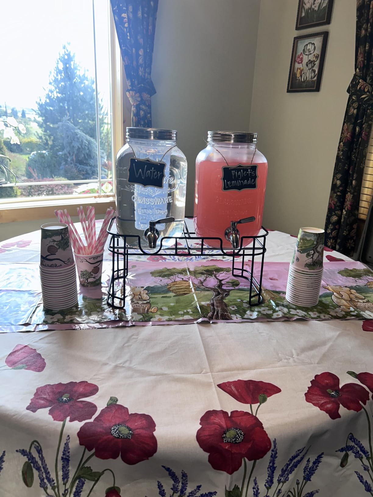 DD&HAPP 2 Gallon Glass Drinks For Parties With Stand.Stainless Steel Spigots & Metal Stand,Large Capacity Beverage Dispenser for Party,Infused Water,Iced Tea,Lemonade,Outdoor,Commercial Use. customer photo 2
