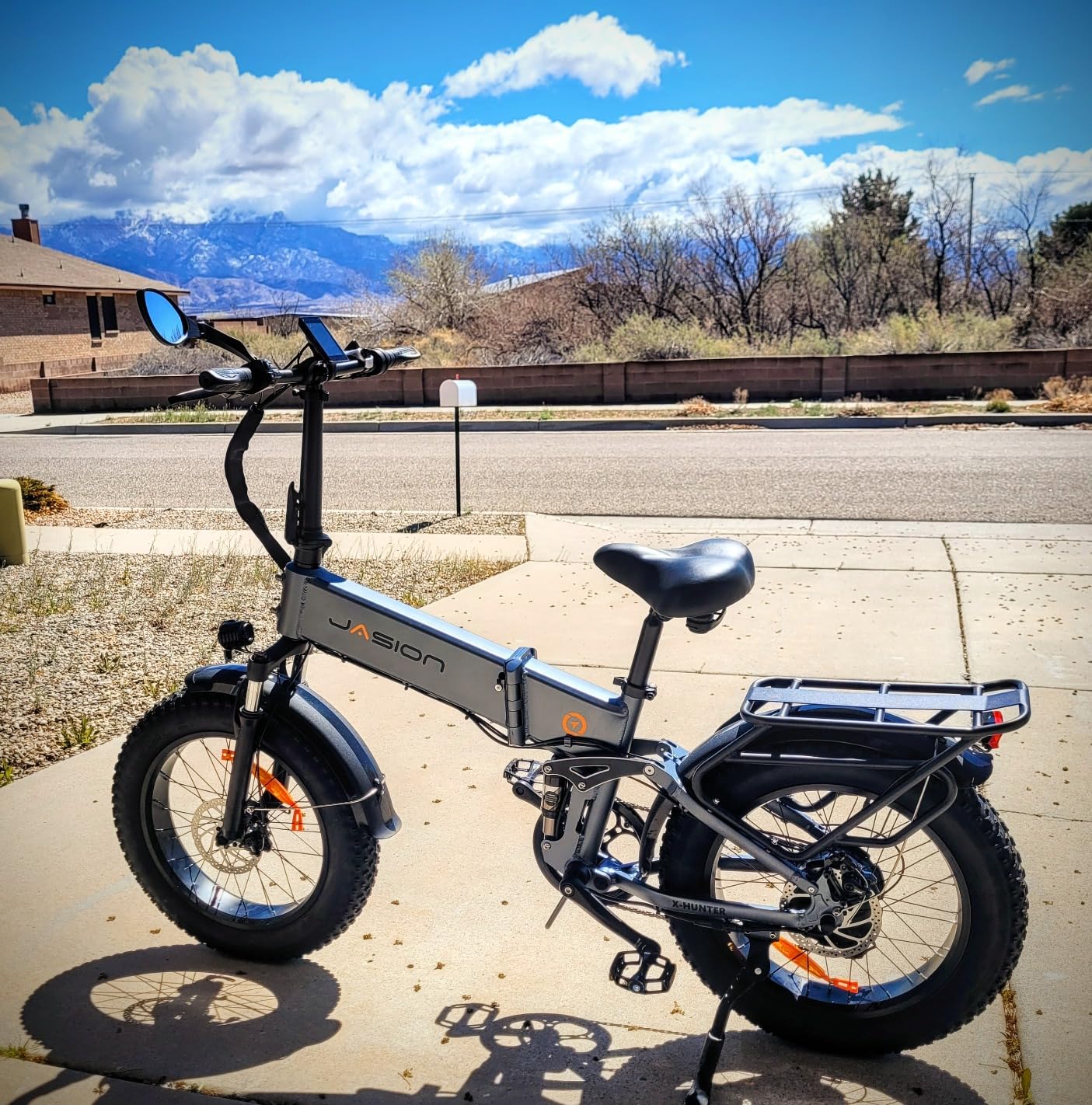 X Hunter Electric Bike for Adults,Foldable Ebike 1400W Peak,20*4''Fat Tire Folding E bike,70 Miles Range 30MPH Max Speed 48V 13AH Removable Battery,Front and Back Basket Gifts,UL2849 Certified customer photo 2