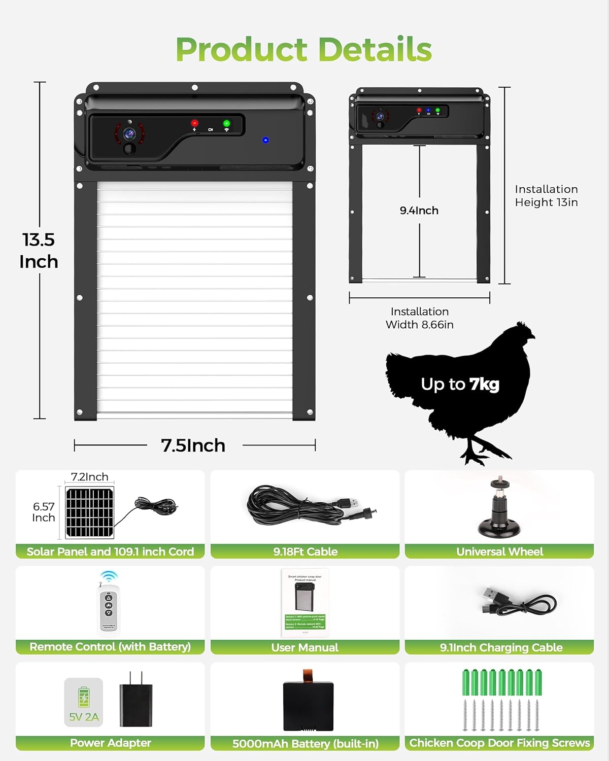 WiFi Automatic Chicken Coop Door, App & Remote Control Chicken Door with 1080P HD Camera, 5000mAh Battery, Timer, Anti-Pinch Protection & Security Alarm, Solar Powered or USB Charging customer photo 2