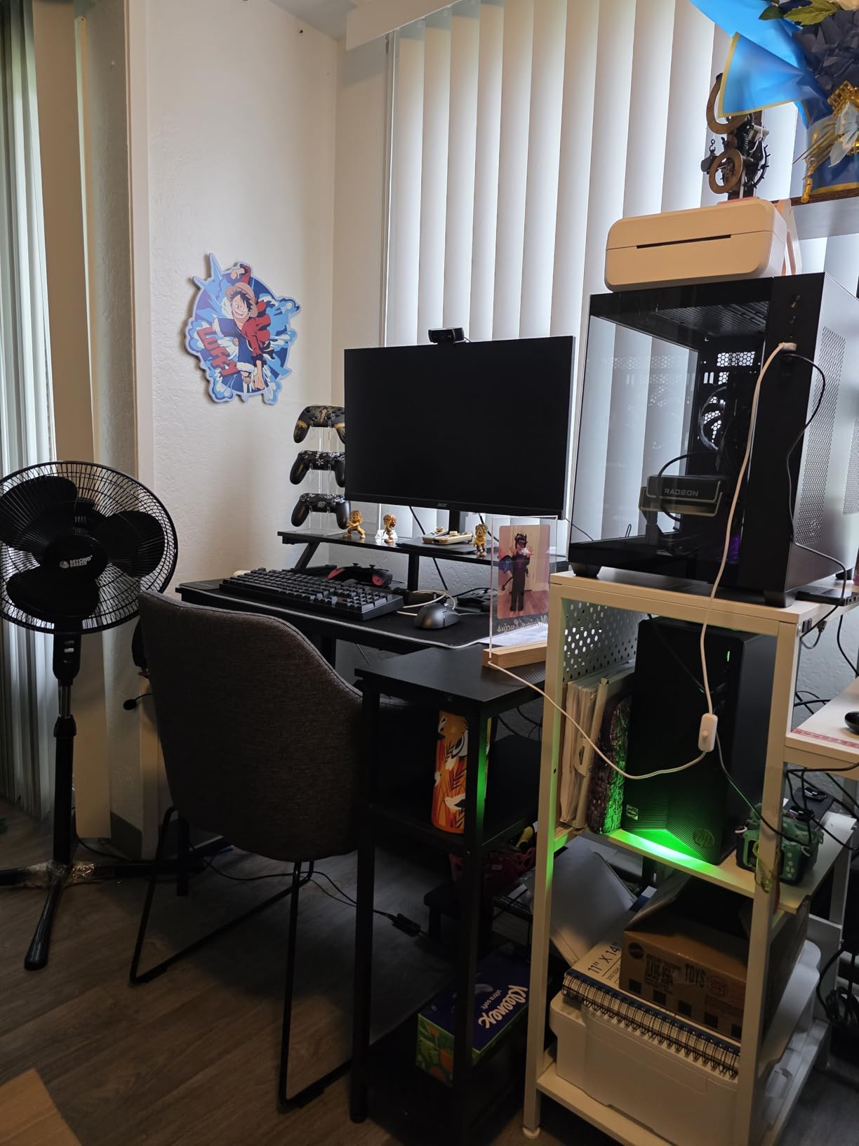 DUMOS Gaming Desk Computer Desk with USB Charging Ports Power Outlets Type-C and LED Lights Reversible L Shaped Desk with Storage Shelves & Monitor Stand for Office Gaming Room Black 48IN customer photo 2