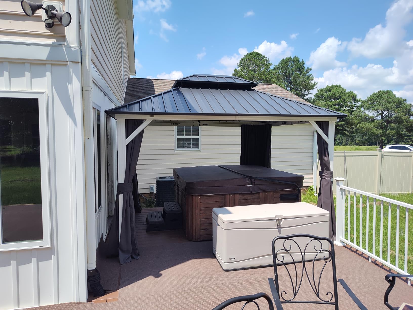 PURPLE LEAF 10' X 16' Hardtop Gazebo Metal Double Roof White Aluminum Frame Outdoor Heavy Duty Gazebo with Curtain and Netting for Patio Garden and Backyard, Grey customer photo 1