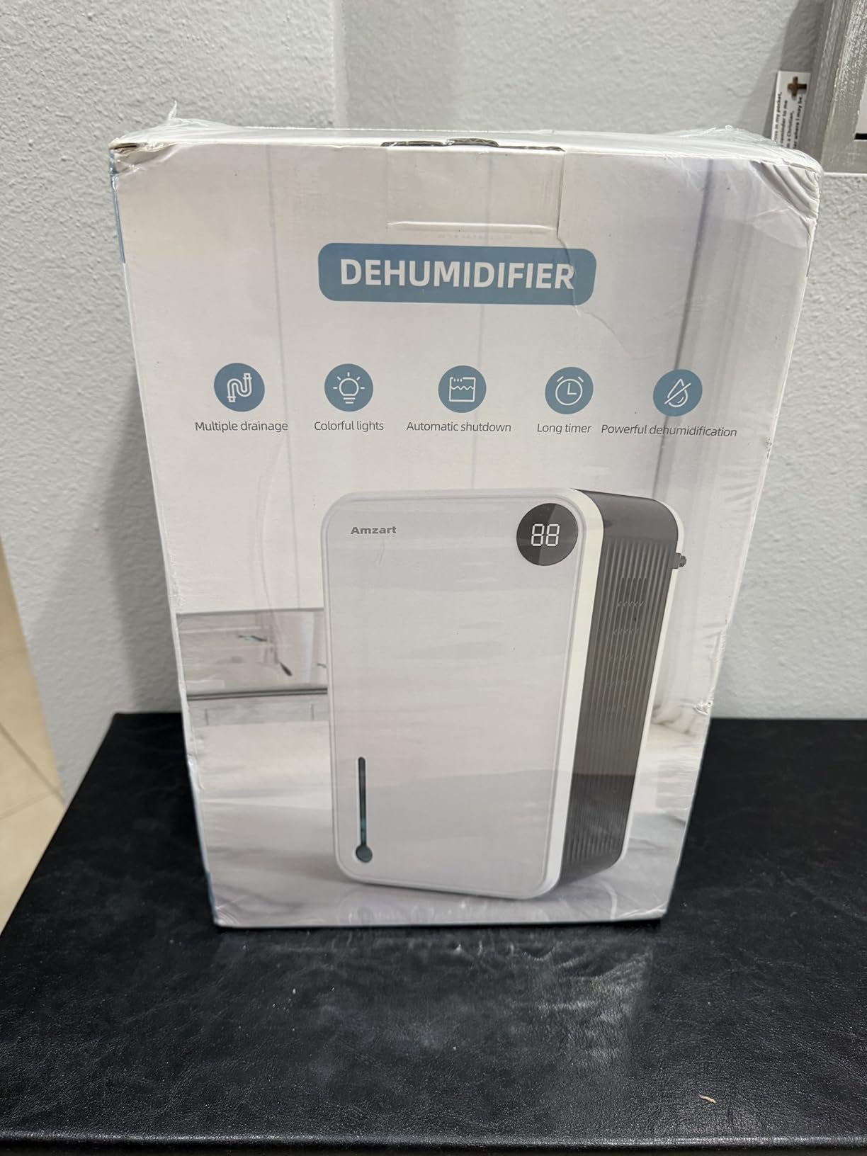 Dehumidifier, 98OZ Dehumidifiers for Home(1000sq.ft), Humidity Display Dehumidifier for Basement Bathroom Bedroom, Auto Shut Off, Washable Filter, Drain Hose, Timer, 7 Ambient Lights, Gray customer photo 1