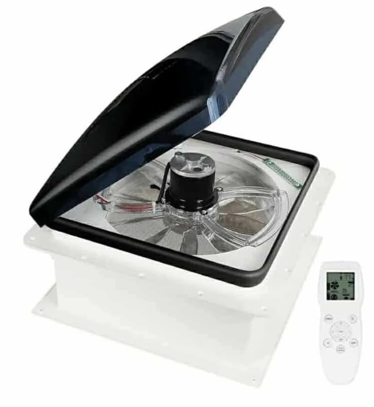 OUTPRIZE Upgraded Remote Control RV Roof Vent Fan, 12V DC 14 inch Quiet RV Roof Fan with Rain Sensor, 10-Speed, Reversible customer photo 1